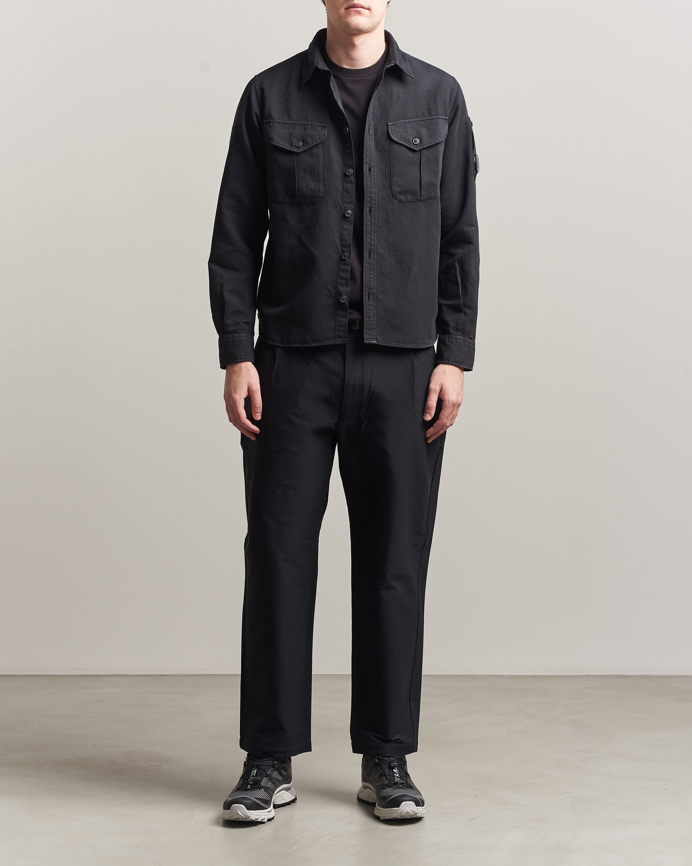 Mies | Kauluspaidat | C.P. Company | Cotton/Linen Pocket Shirt Black
