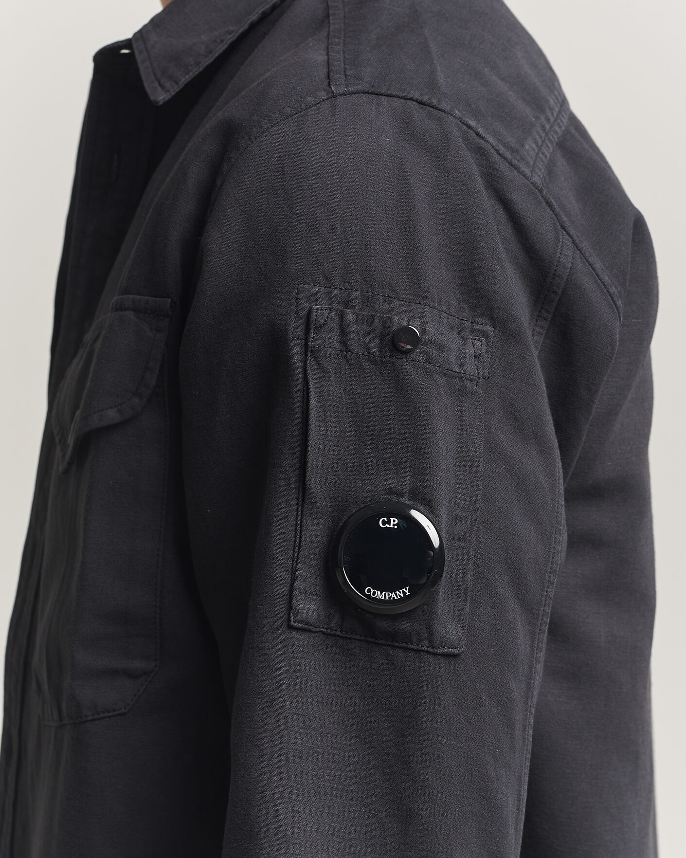 Mies | Kauluspaidat | C.P. Company | Cotton/Linen Pocket Shirt Black