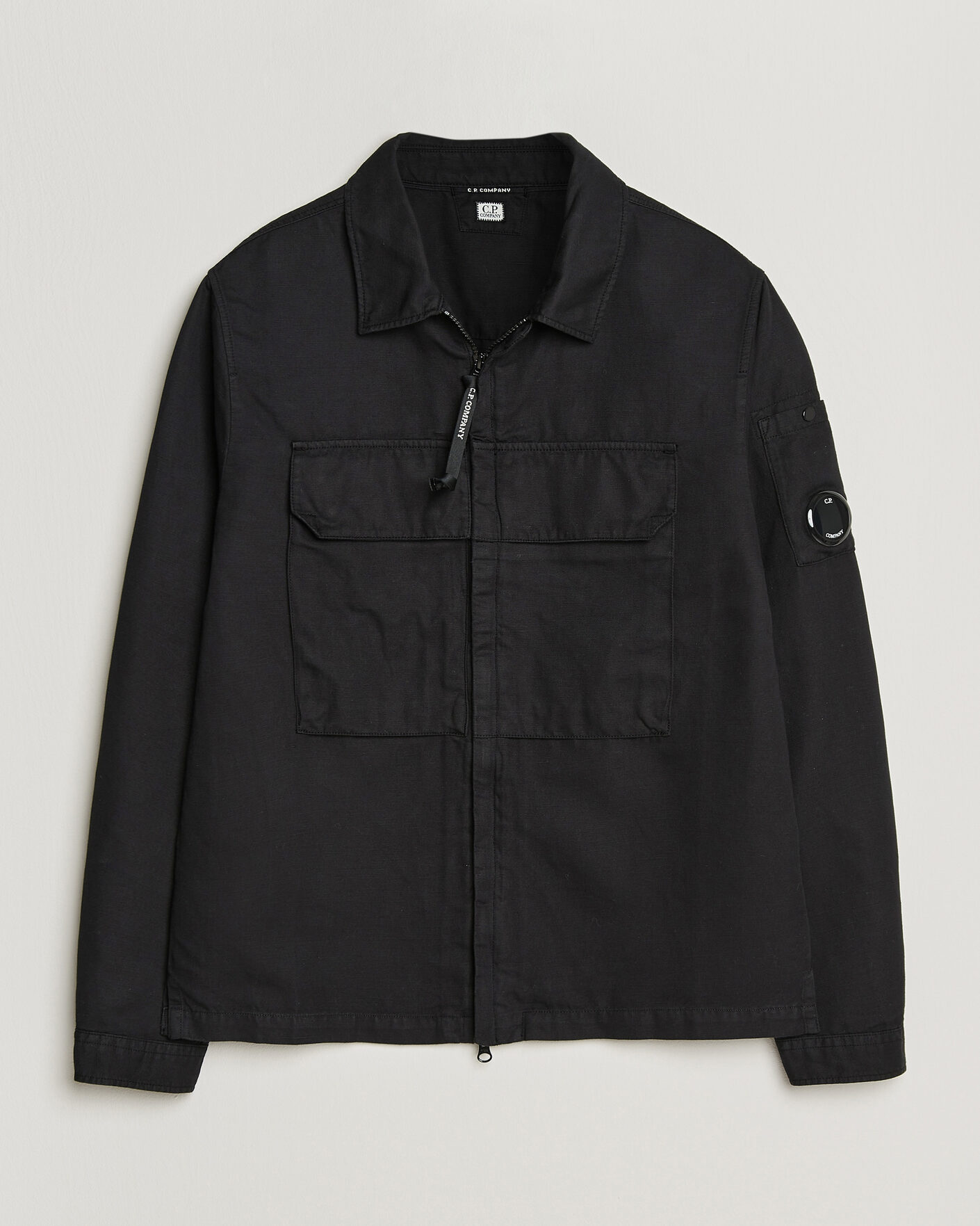 Mies | Kauluspaidat | C.P. Company | Cotton/Linen Zip Overshirt Black