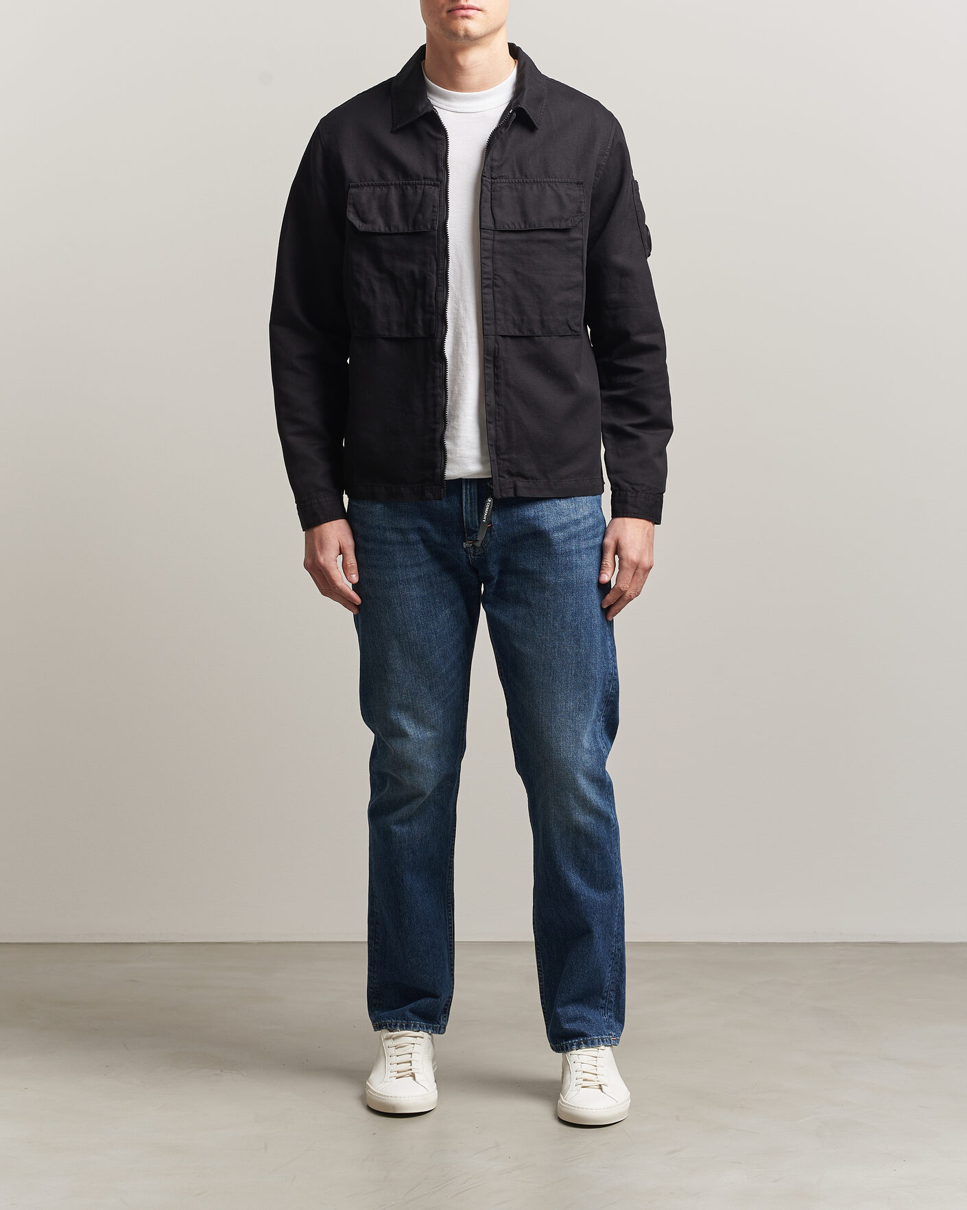 Mies | Kauluspaidat | C.P. Company | Cotton/Linen Zip Overshirt Black