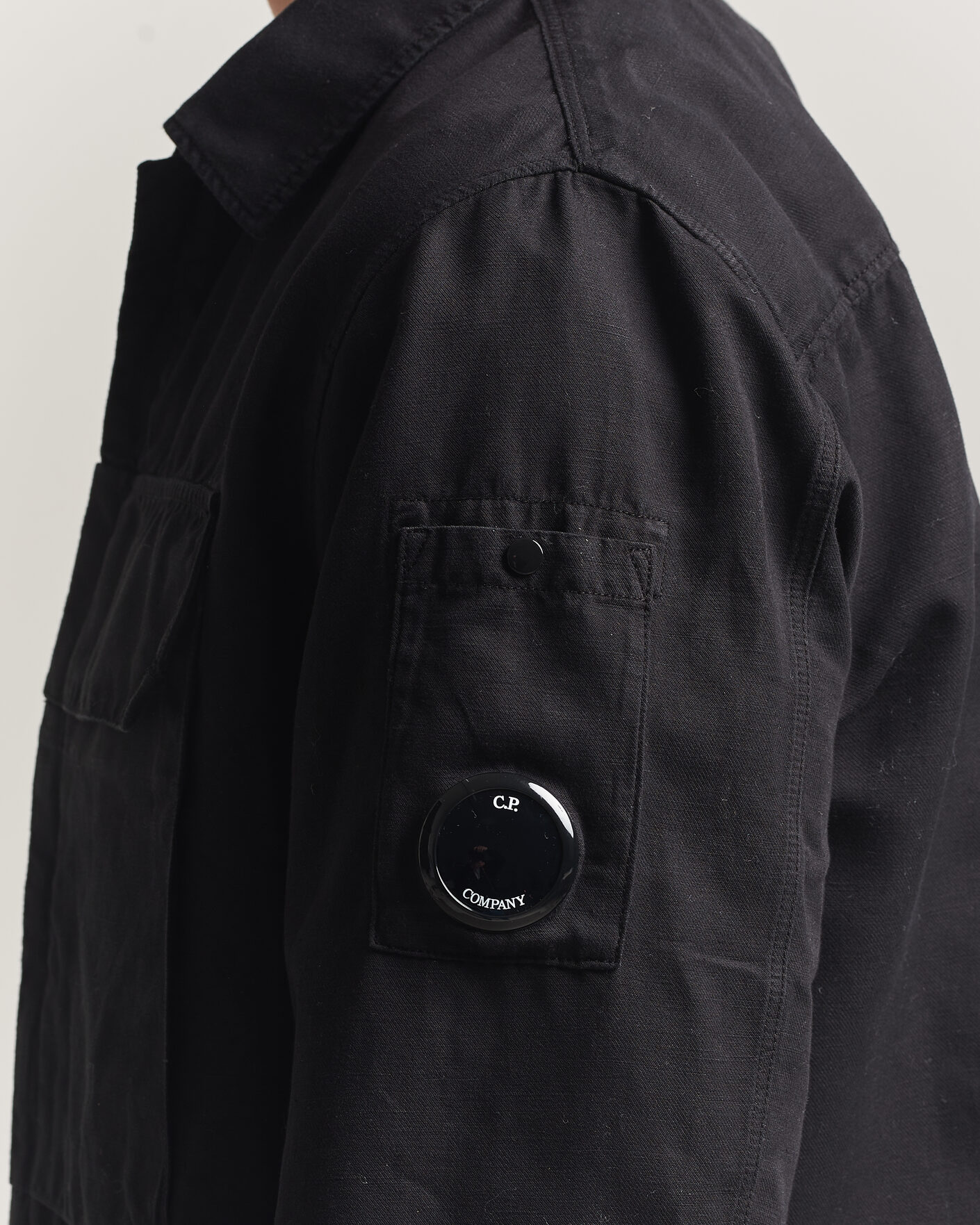 Mies | Kauluspaidat | C.P. Company | Cotton/Linen Zip Overshirt Black