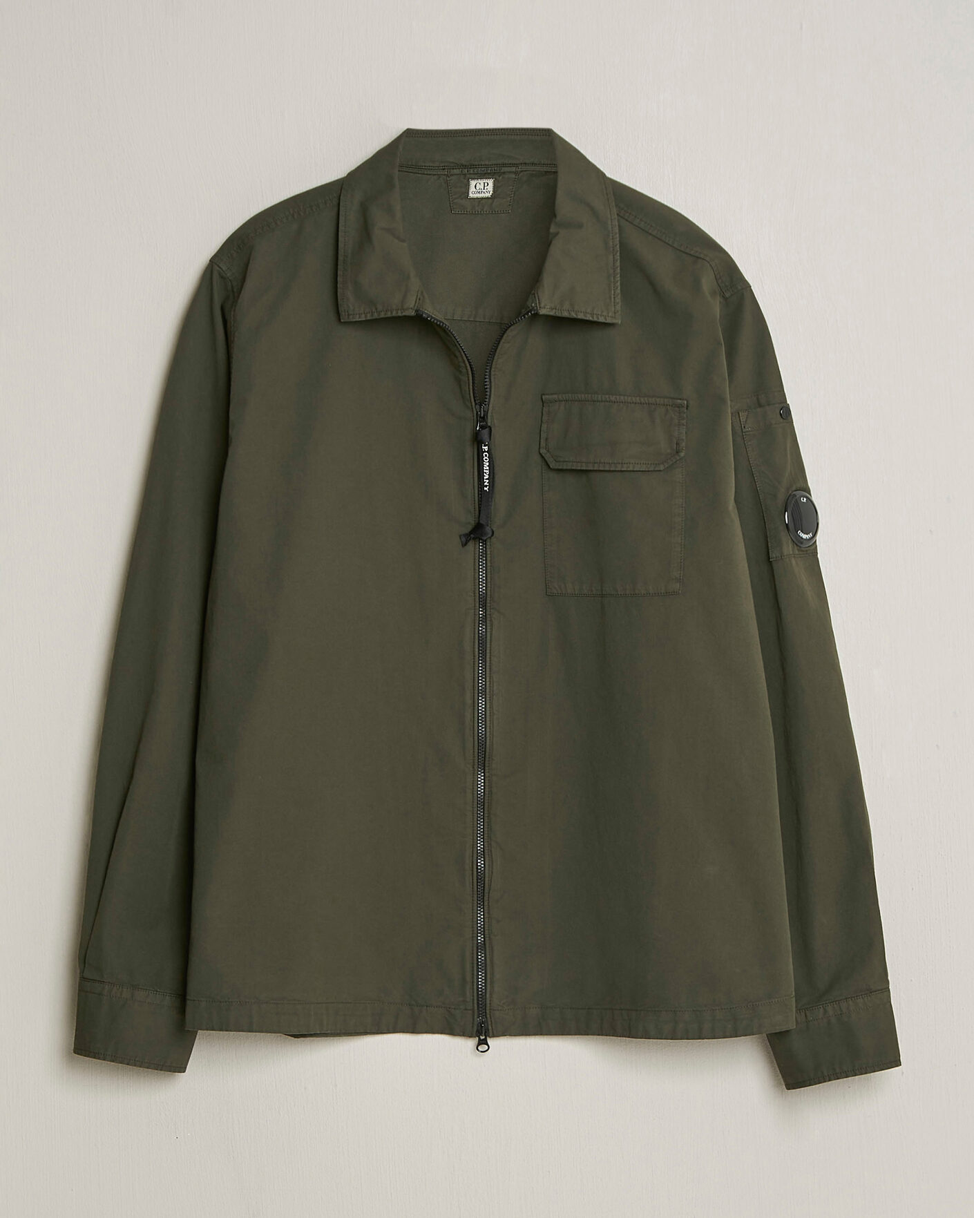 Mies | Kauluspaidat | C.P. Company | Garment Dyed Gabardine Zip Overshirt Dark Green