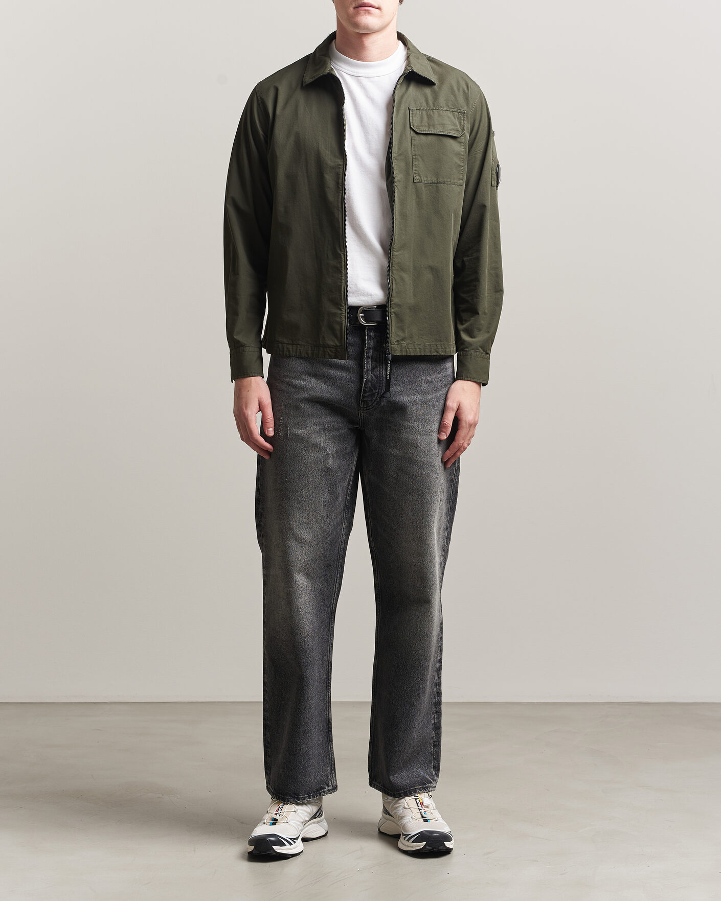 Mies | Kauluspaidat | C.P. Company | Garment Dyed Gabardine Zip Overshirt Dark Green