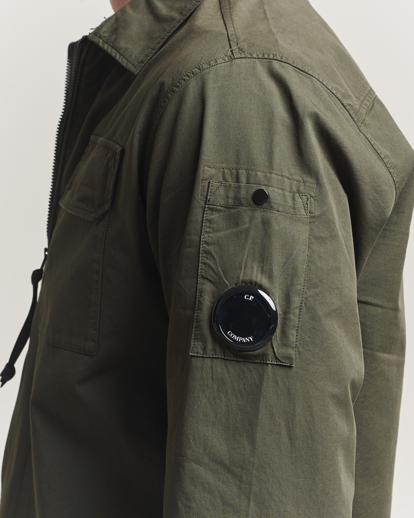 Mies | Kauluspaidat | C.P. Company | Garment Dyed Gabardine Zip Overshirt Dark Green