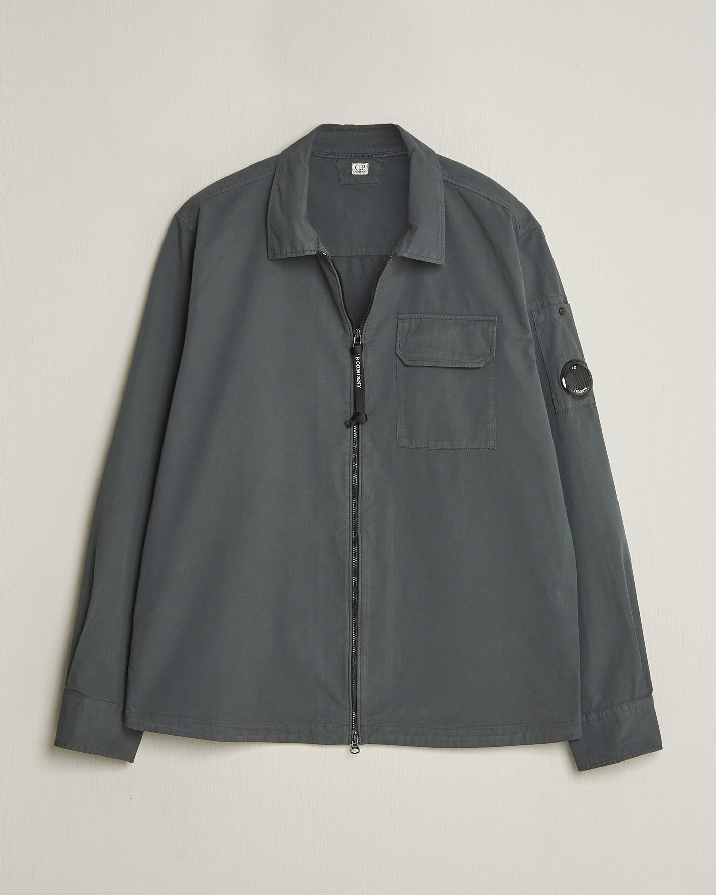 Mies | Kauluspaidat | C.P. Company | Garment Dyed Gabardine Zip Overshirt Dark Grey