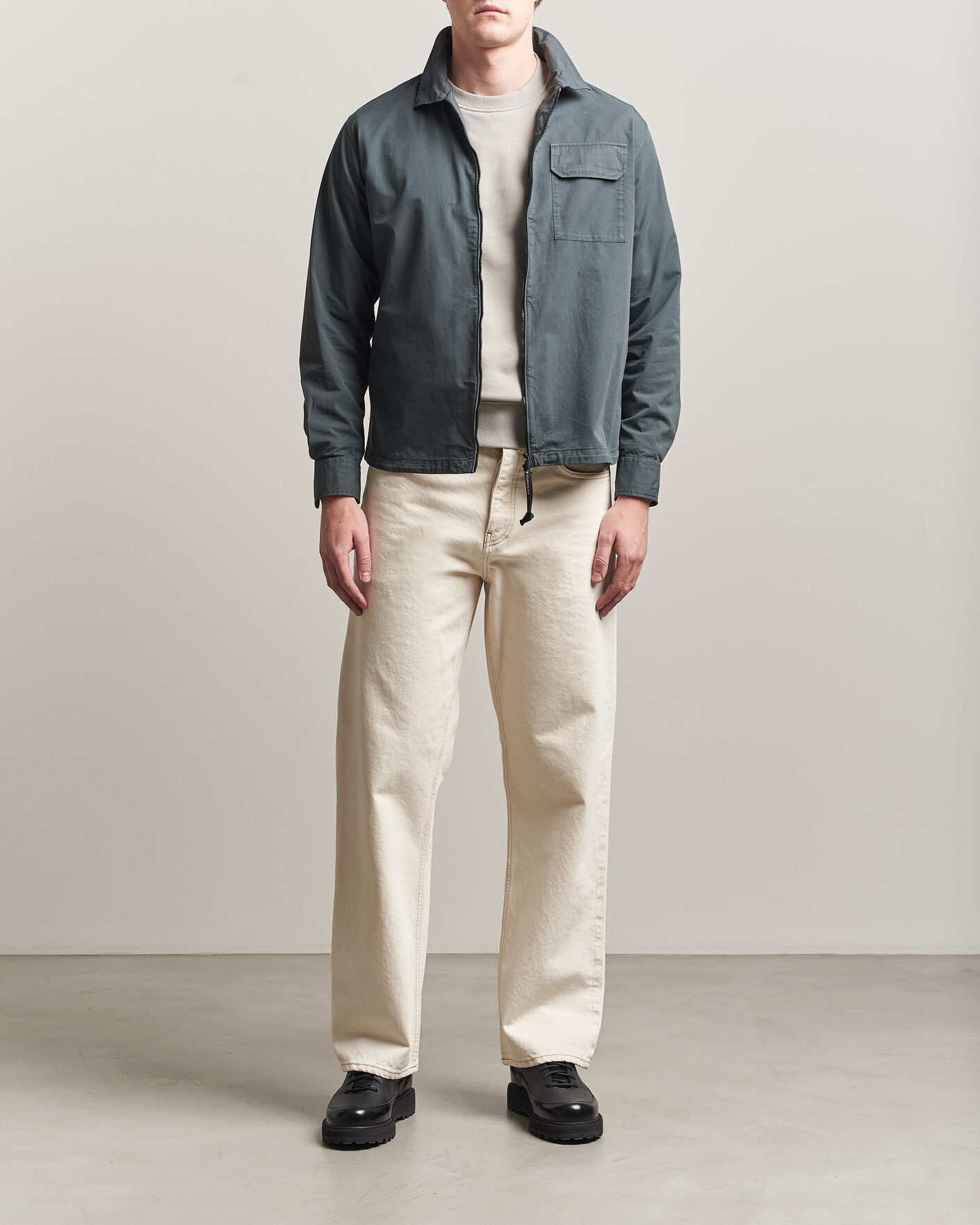 Mies | Kauluspaidat | C.P. Company | Garment Dyed Gabardine Zip Overshirt Dark Grey