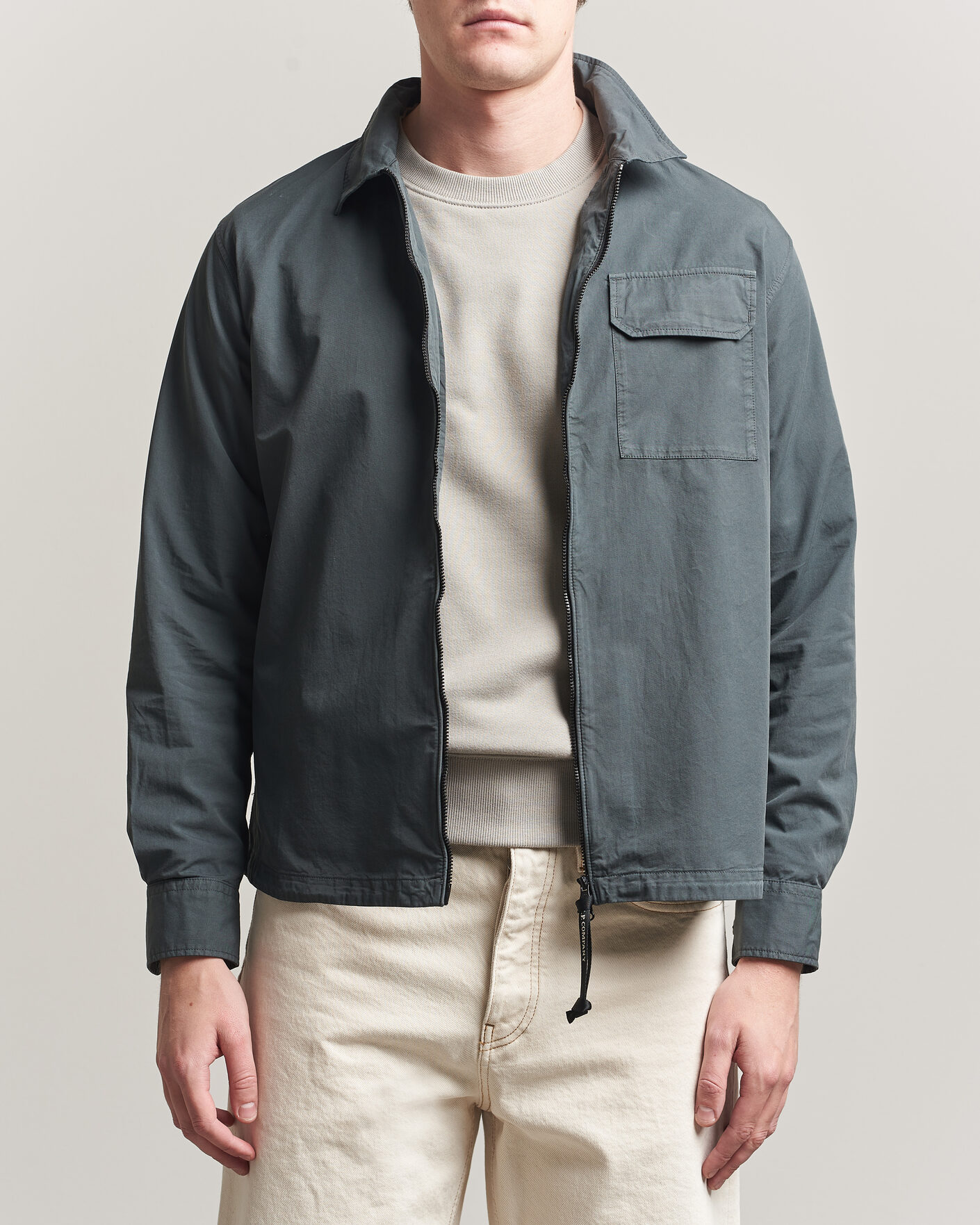 Mies | Kauluspaidat | C.P. Company | Garment Dyed Gabardine Zip Overshirt Dark Grey