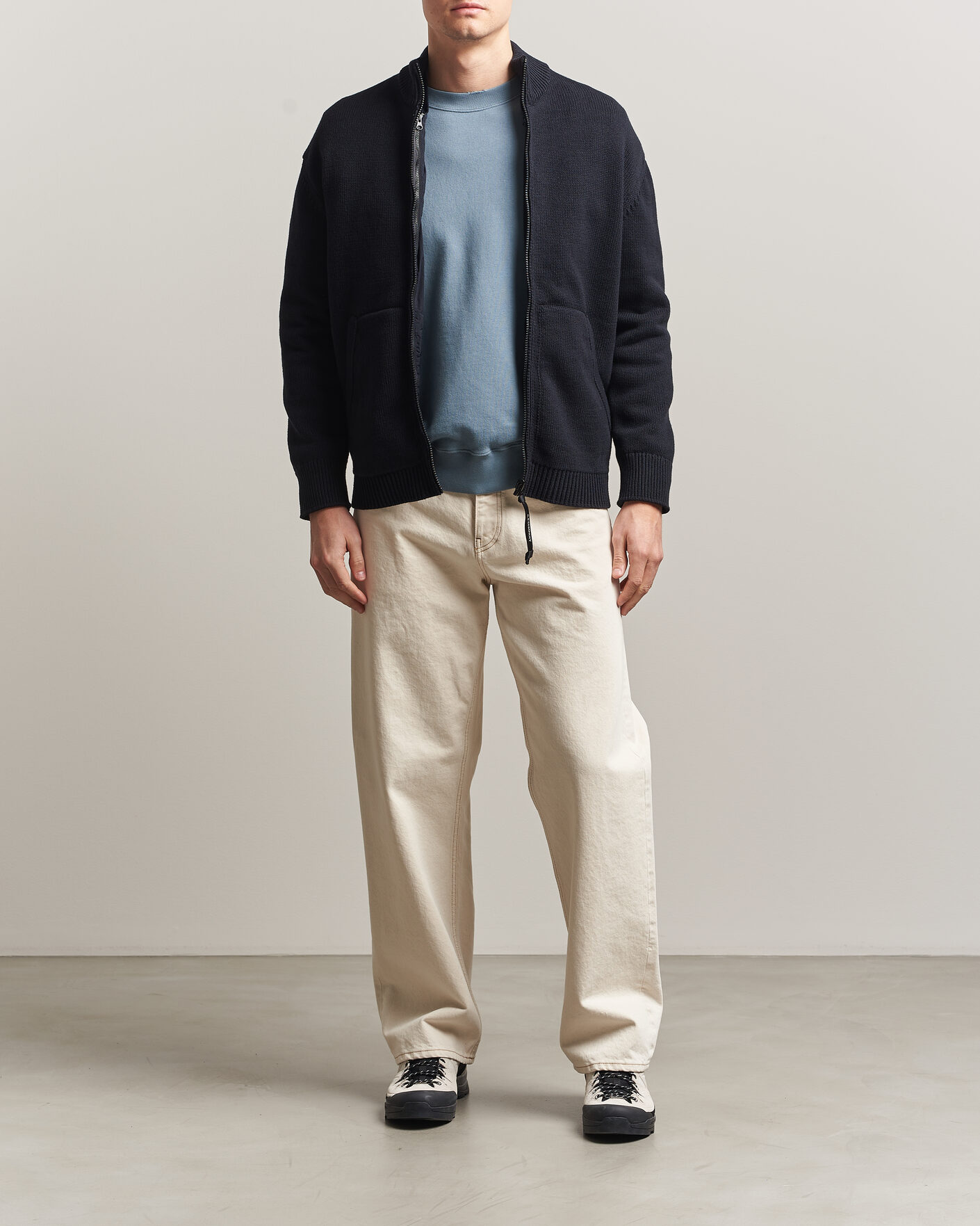Mies | Puserot | C.P. Company | Cotton Mix 2 in 1 Knitted Sweater Navy