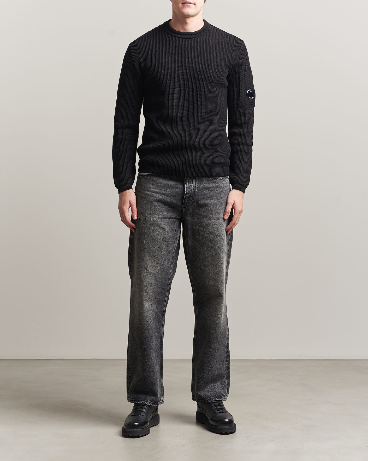 Mies | Puserot | C.P. Company | Sea Island Knitted Cotton Crewneck Black