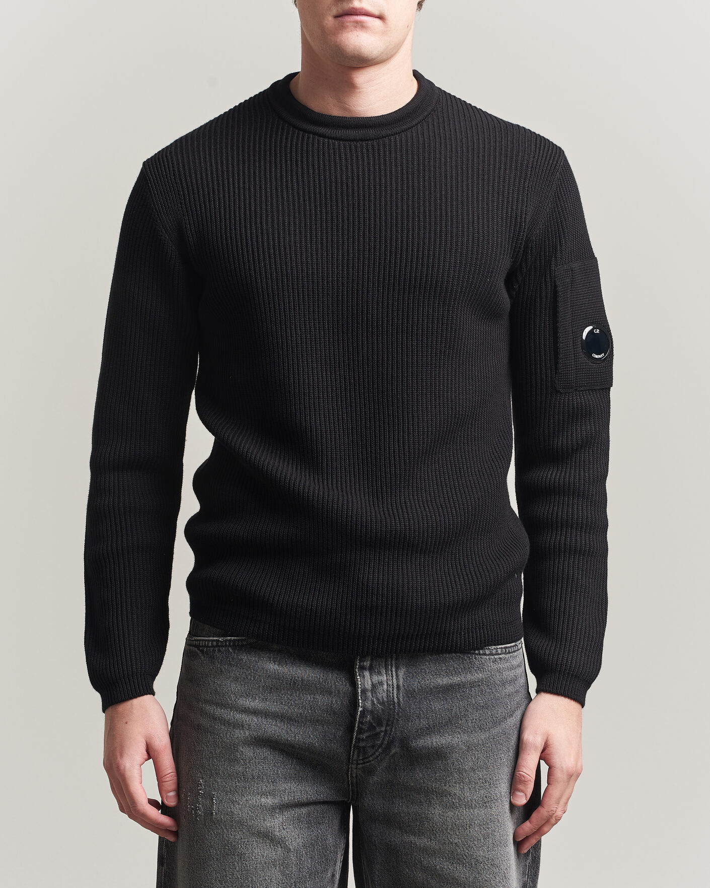 Mies | Puserot | C.P. Company | Sea Island Knitted Cotton Crewneck Black