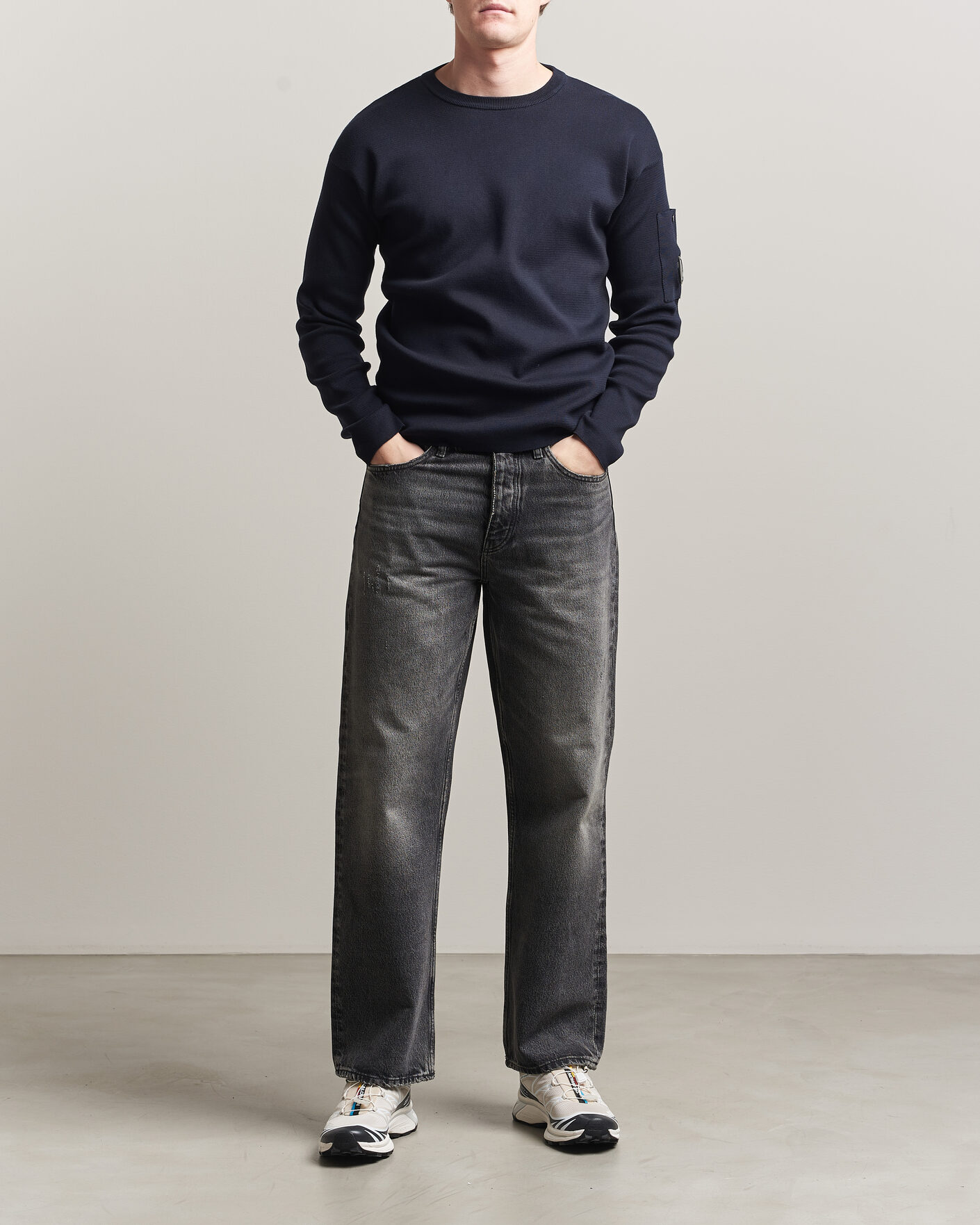 Mies | Puserot | C.P. Company | Sea Island Fine Knit Cotton Lens Crewneck Navy