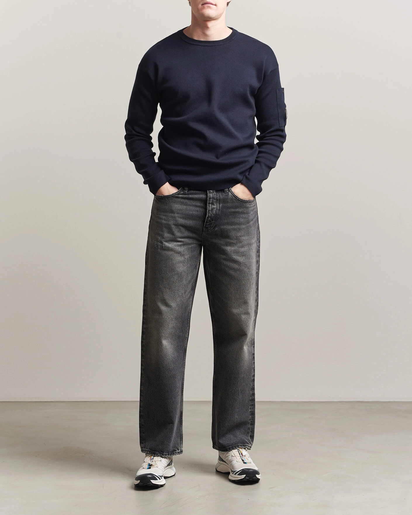Mies | Puserot | C.P. Company | Sea Island Fine Knit Cotton Lens Crewneck Navy