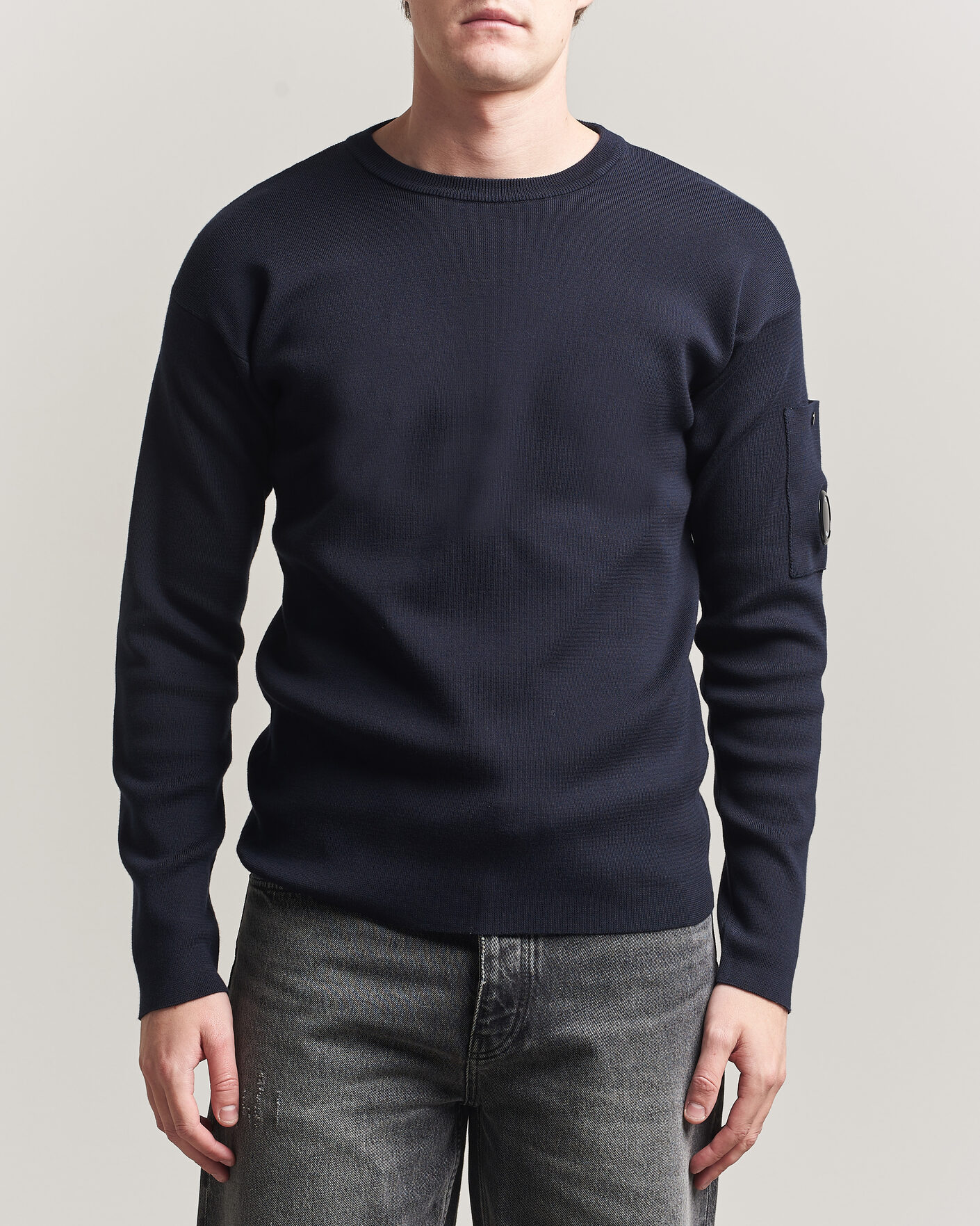 Mies | Puserot | C.P. Company | Sea Island Fine Knit Cotton Lens Crewneck Navy