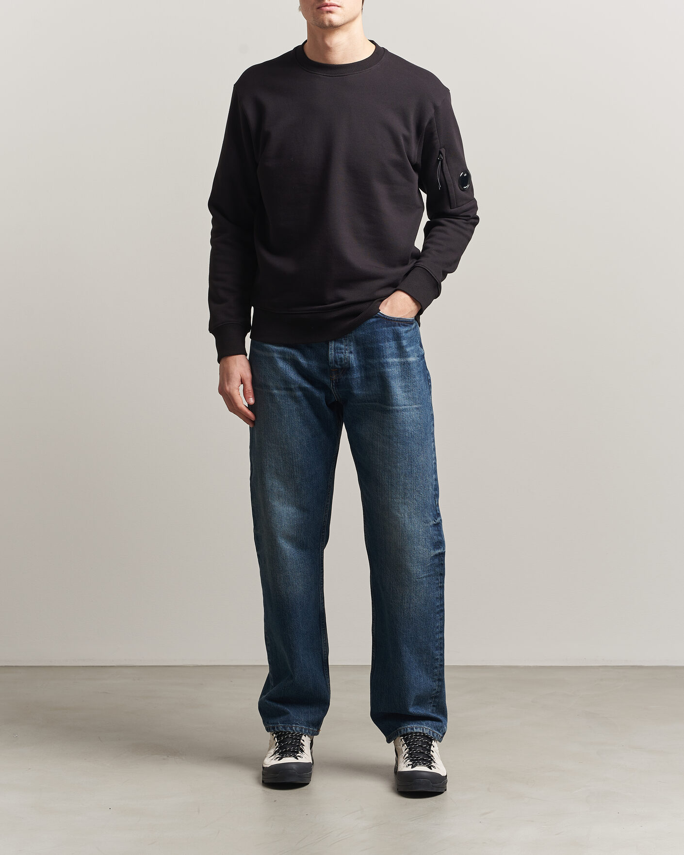 Mies | Puserot | C.P. Company | Diagonal Raised Fleece Lens Sweatshirt Black