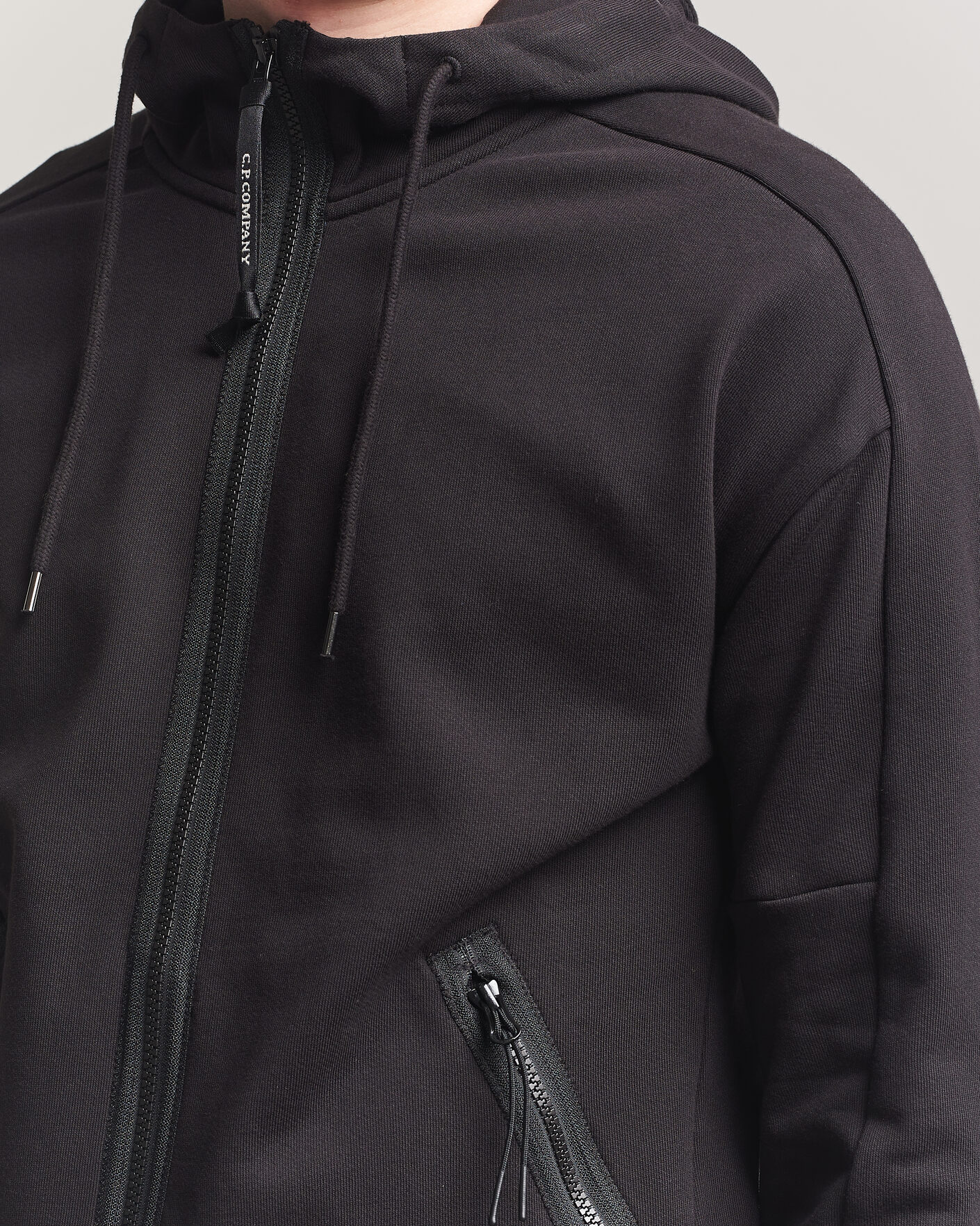 Mies | Puserot | C.P. Company | Diagonal Raised Fleece Full Zip Goggle Hoodie Black