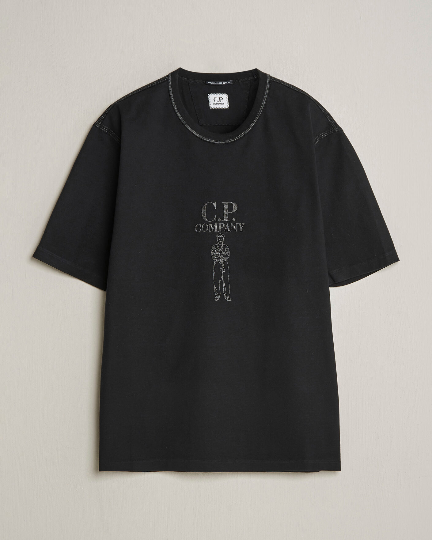 Mies | T-paidat | C.P. Company | Mercerized Heavy Cotton Chest Logo T-Shirt Black