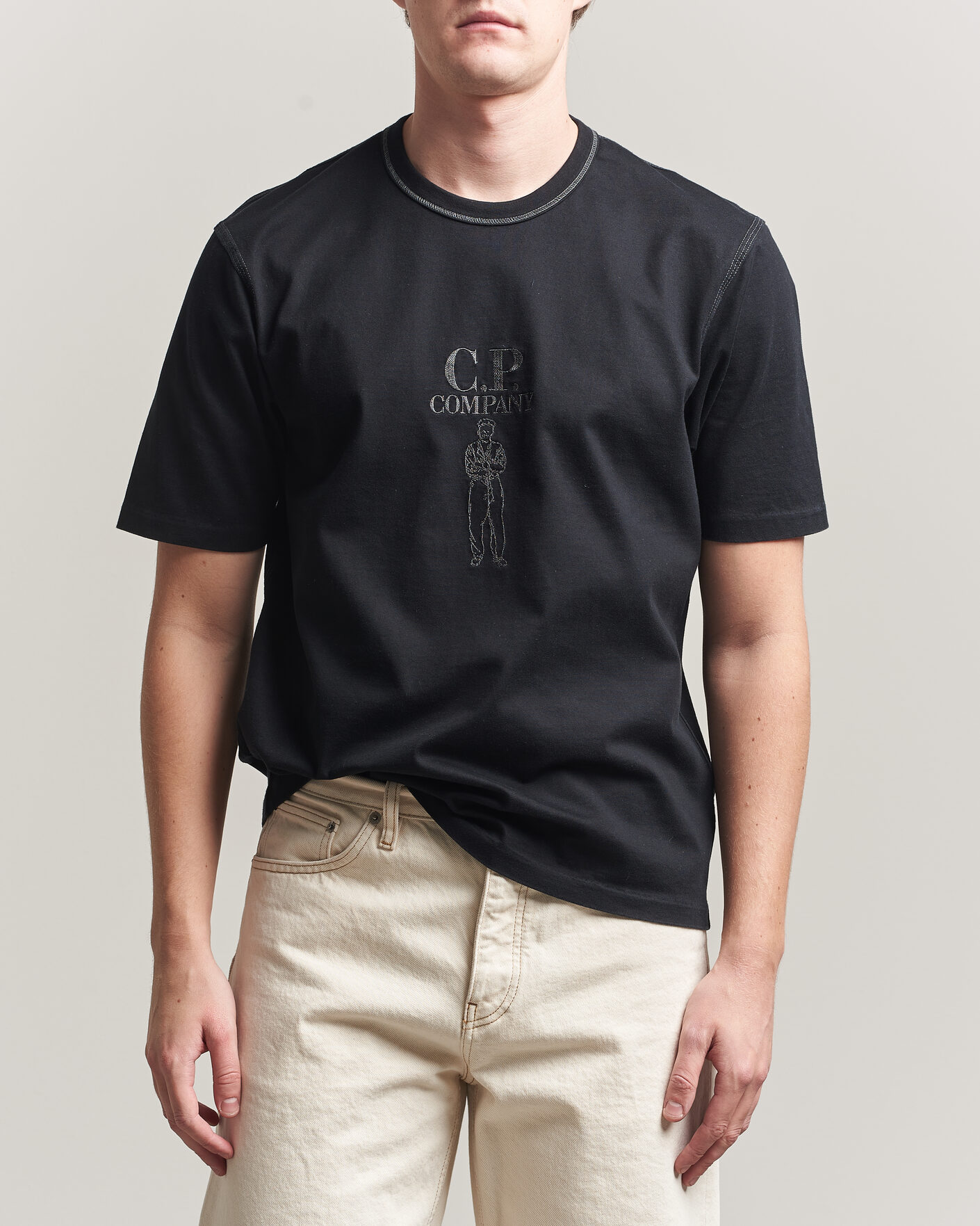 Mies | T-paidat | C.P. Company | Mercerized Heavy Cotton Chest Logo T-Shirt Black