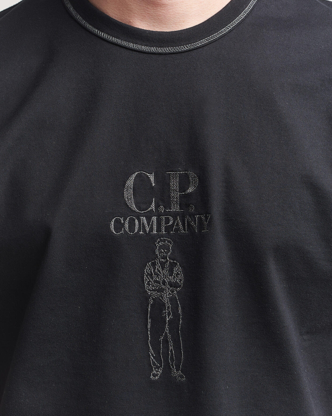 Mies | T-paidat | C.P. Company | Mercerized Heavy Cotton Chest Logo T-Shirt Black