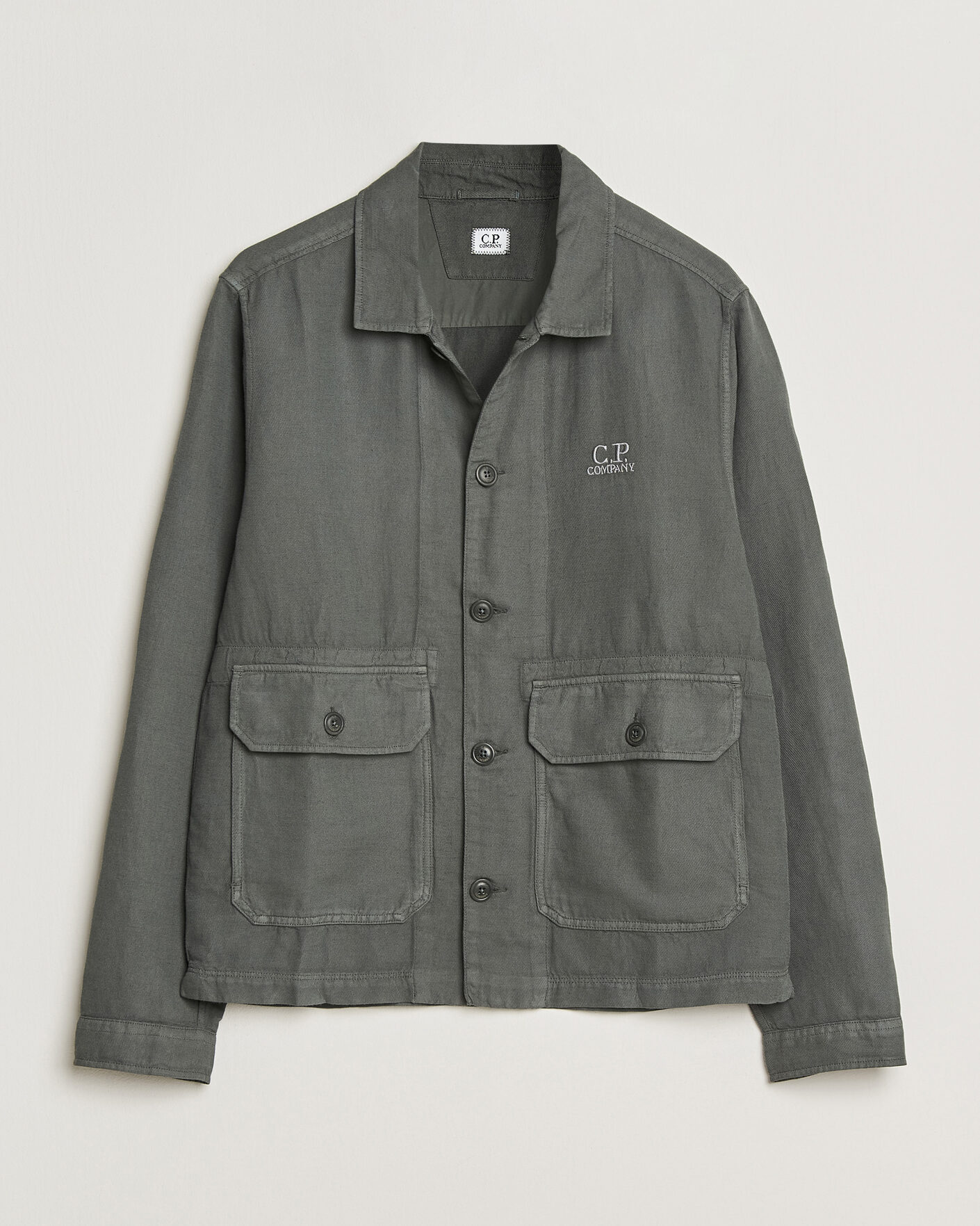 Mies | Kauluspaidat | C.P. Company | Broken Twill Linen/Cotton Overshirt Olive