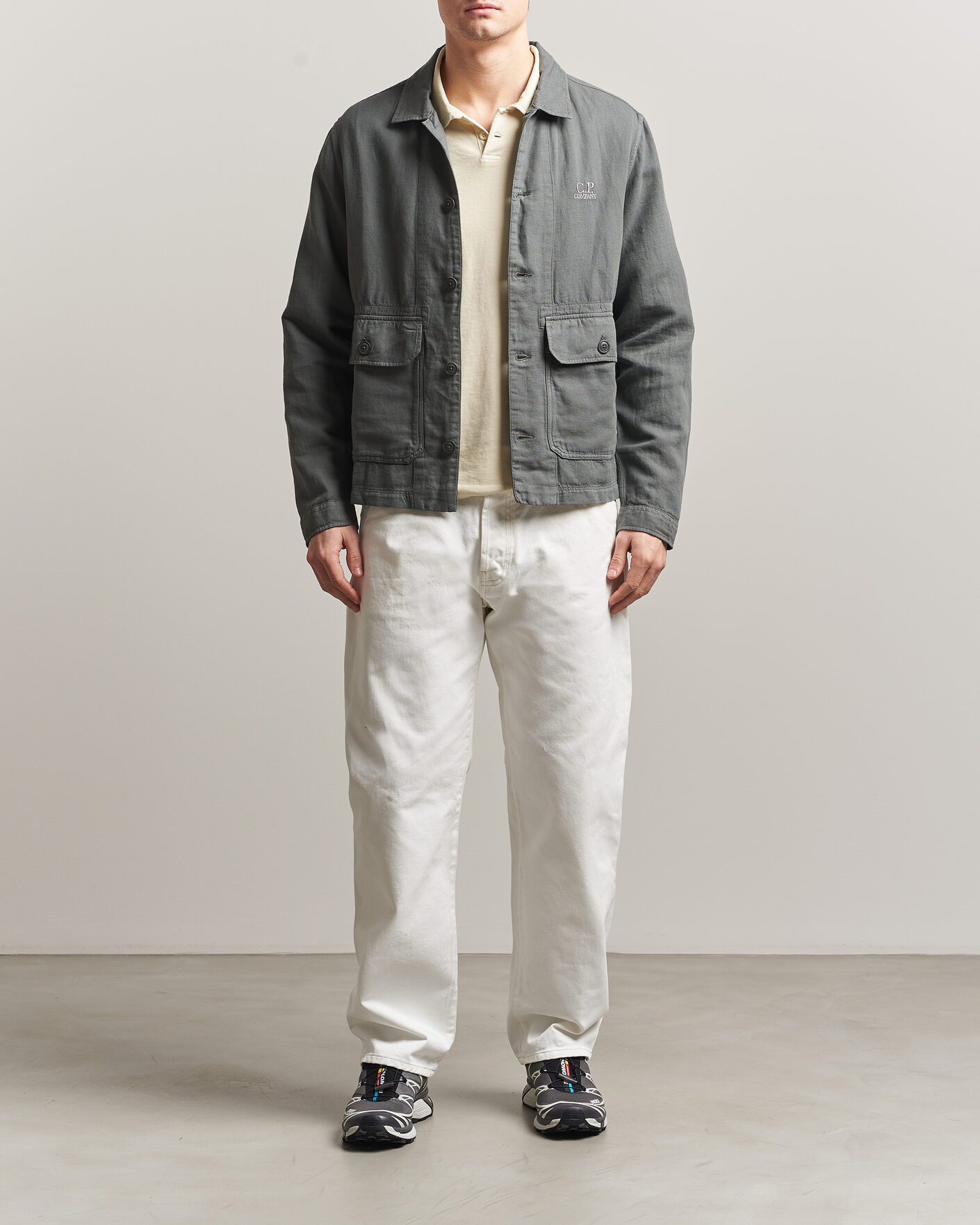 Mies | Kauluspaidat | C.P. Company | Broken Twill Linen/Cotton Overshirt Olive