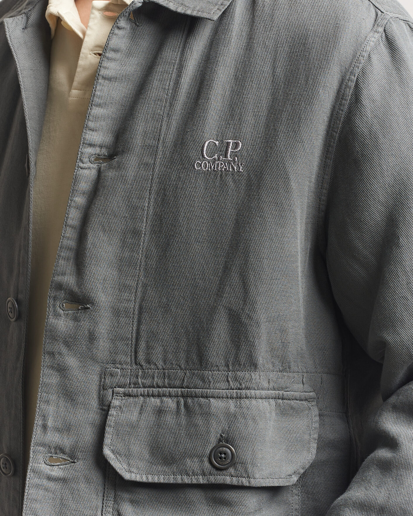 Mies | Kauluspaidat | C.P. Company | Broken Twill Linen/Cotton Overshirt Olive