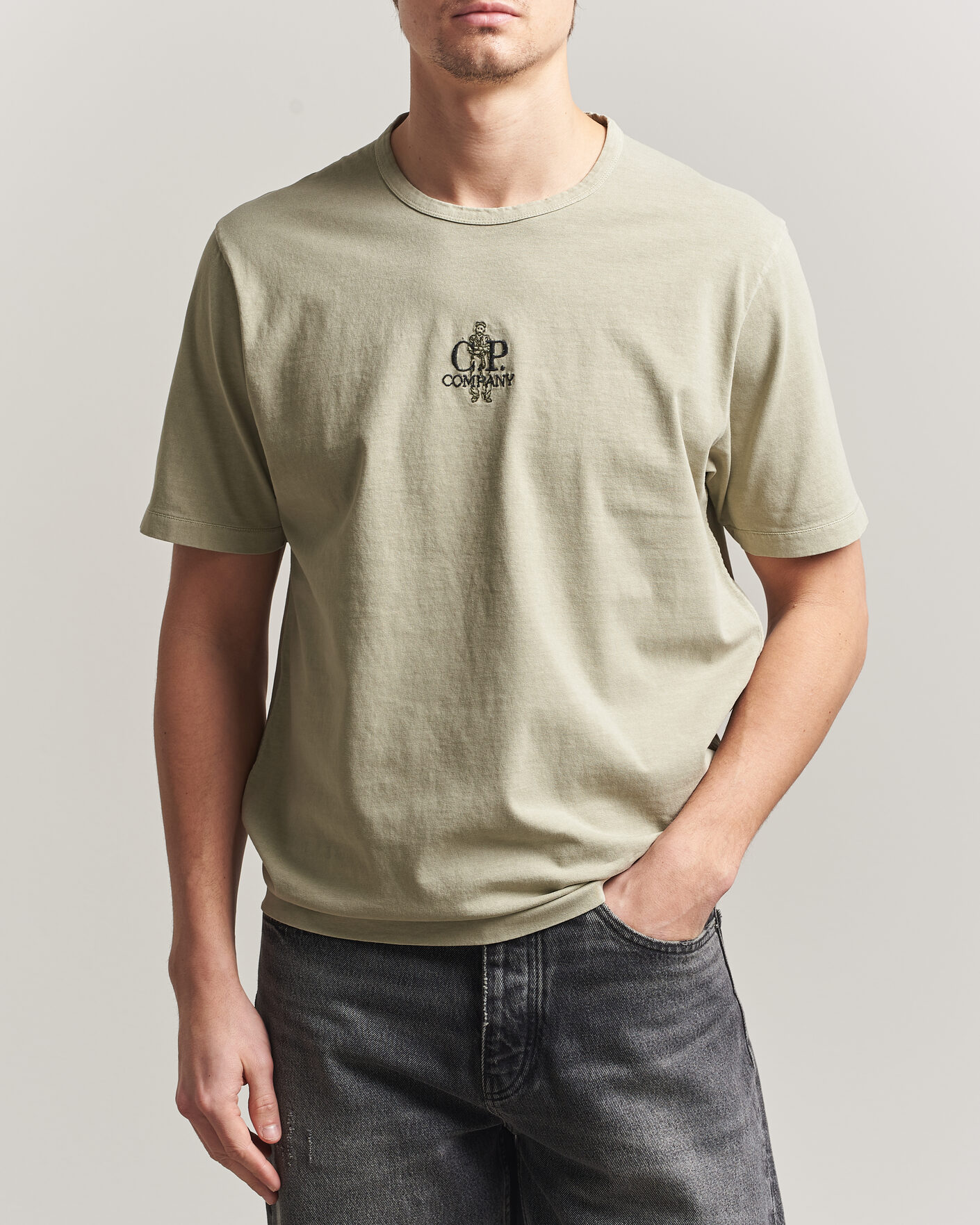 Mies | T-paidat | C.P. Company | Back Printed Cotton T-Shirt Washed Green