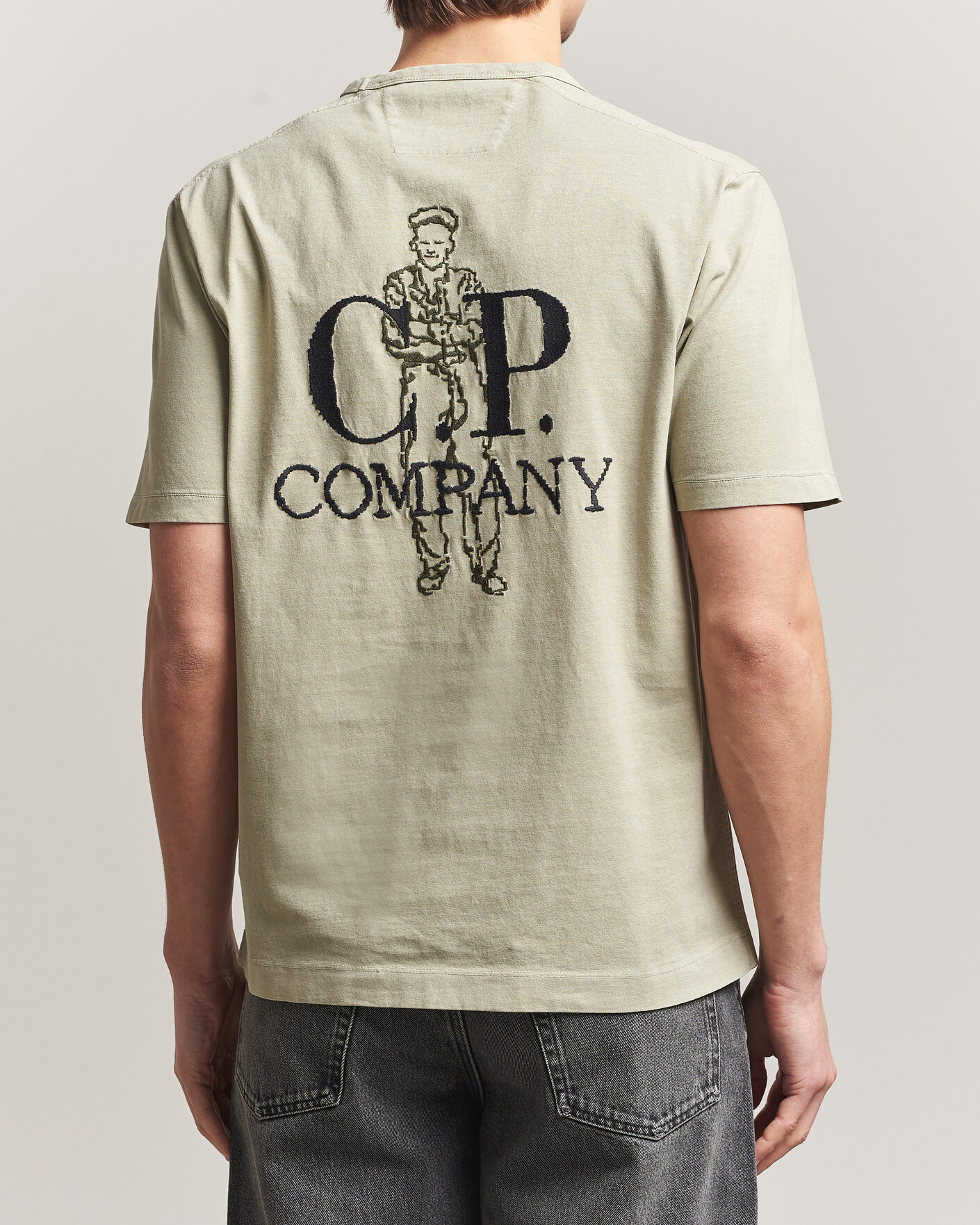 Mies | T-paidat | C.P. Company | Back Printed Cotton T-Shirt Washed Green