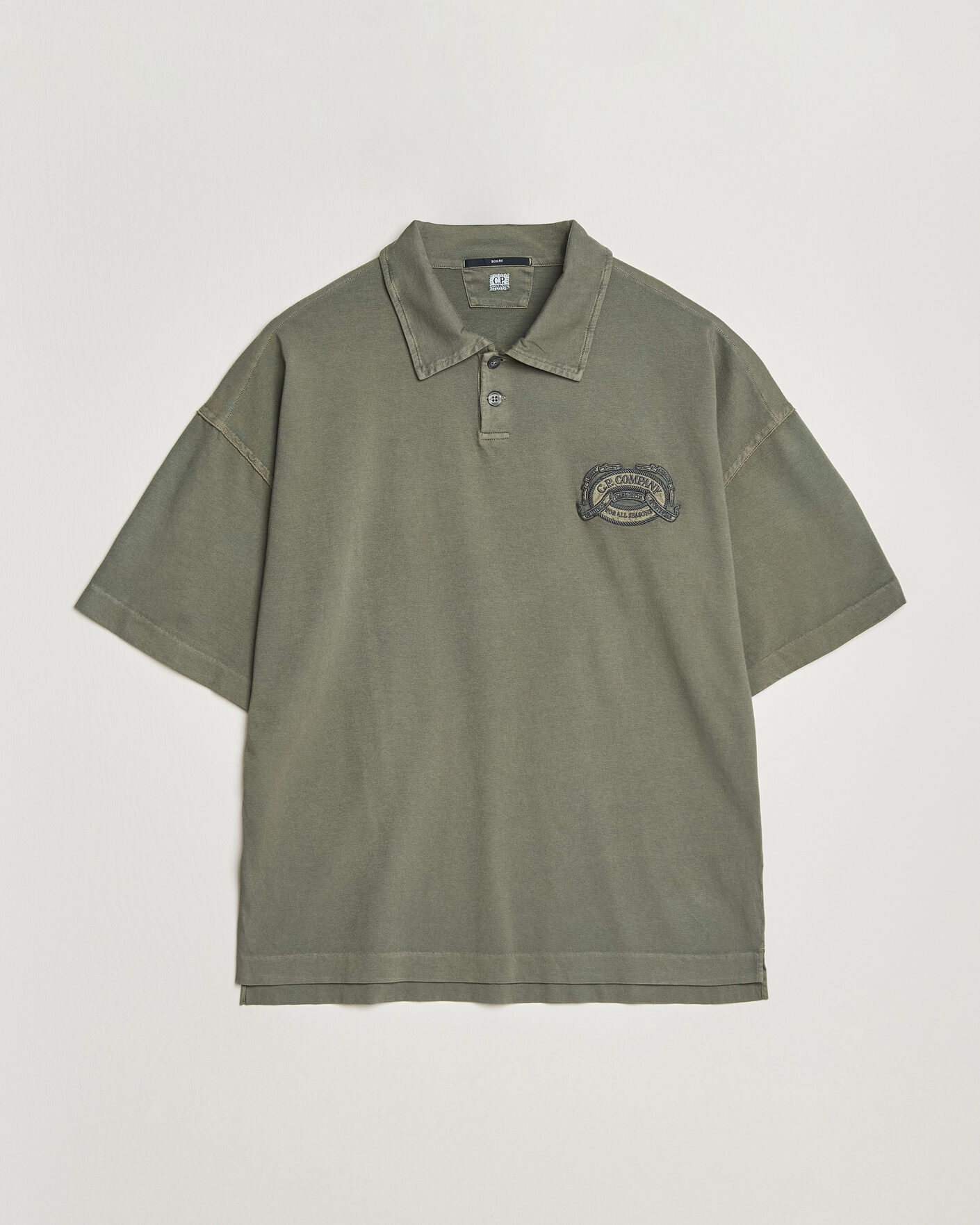 Mies | Pikeet | C.P. Company | Boxy Fit Cotton Logo Polo Dark Green