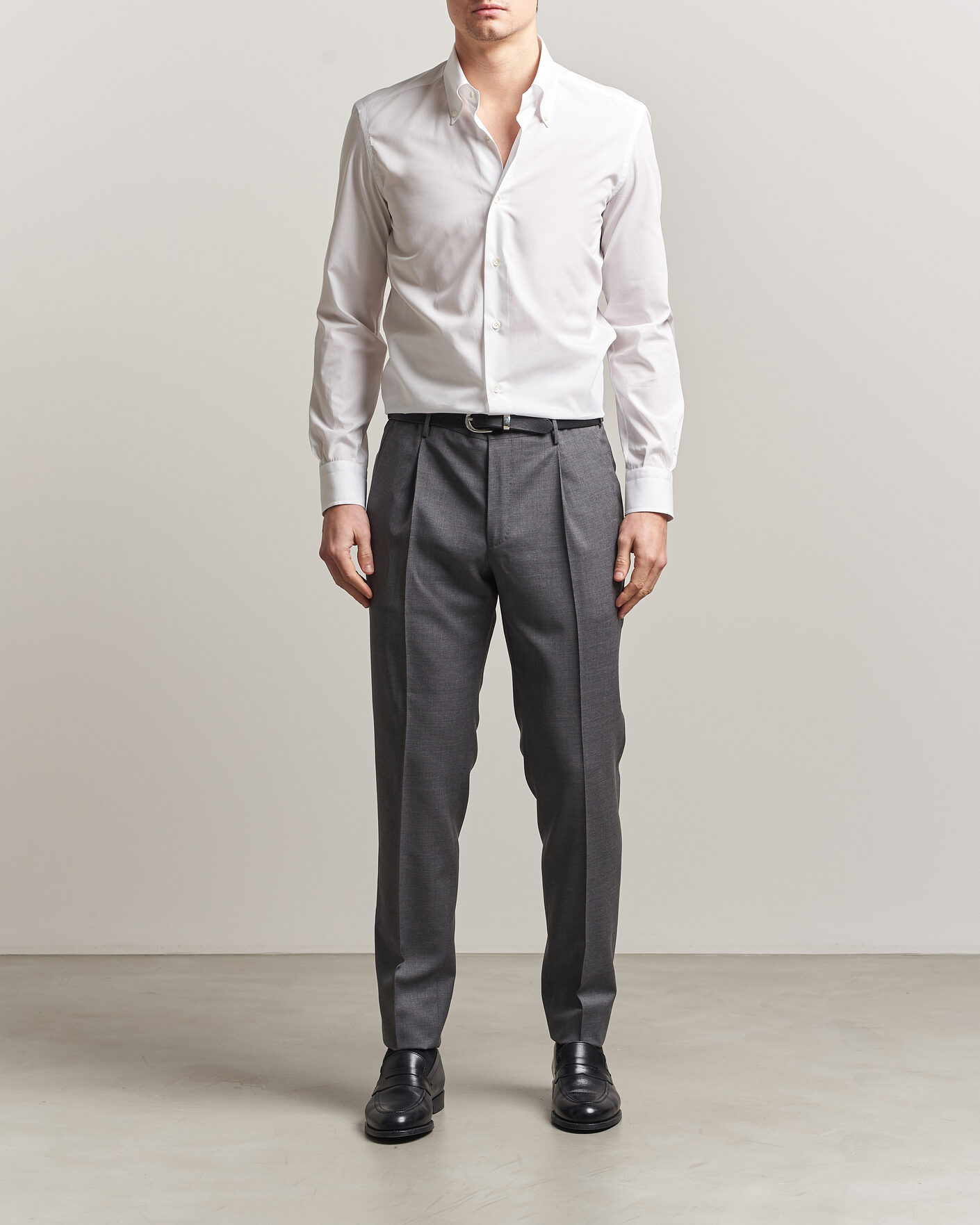 Mies | Kauluspaidat | Mazzarelli | Soft Cotton Button Down Shirt White