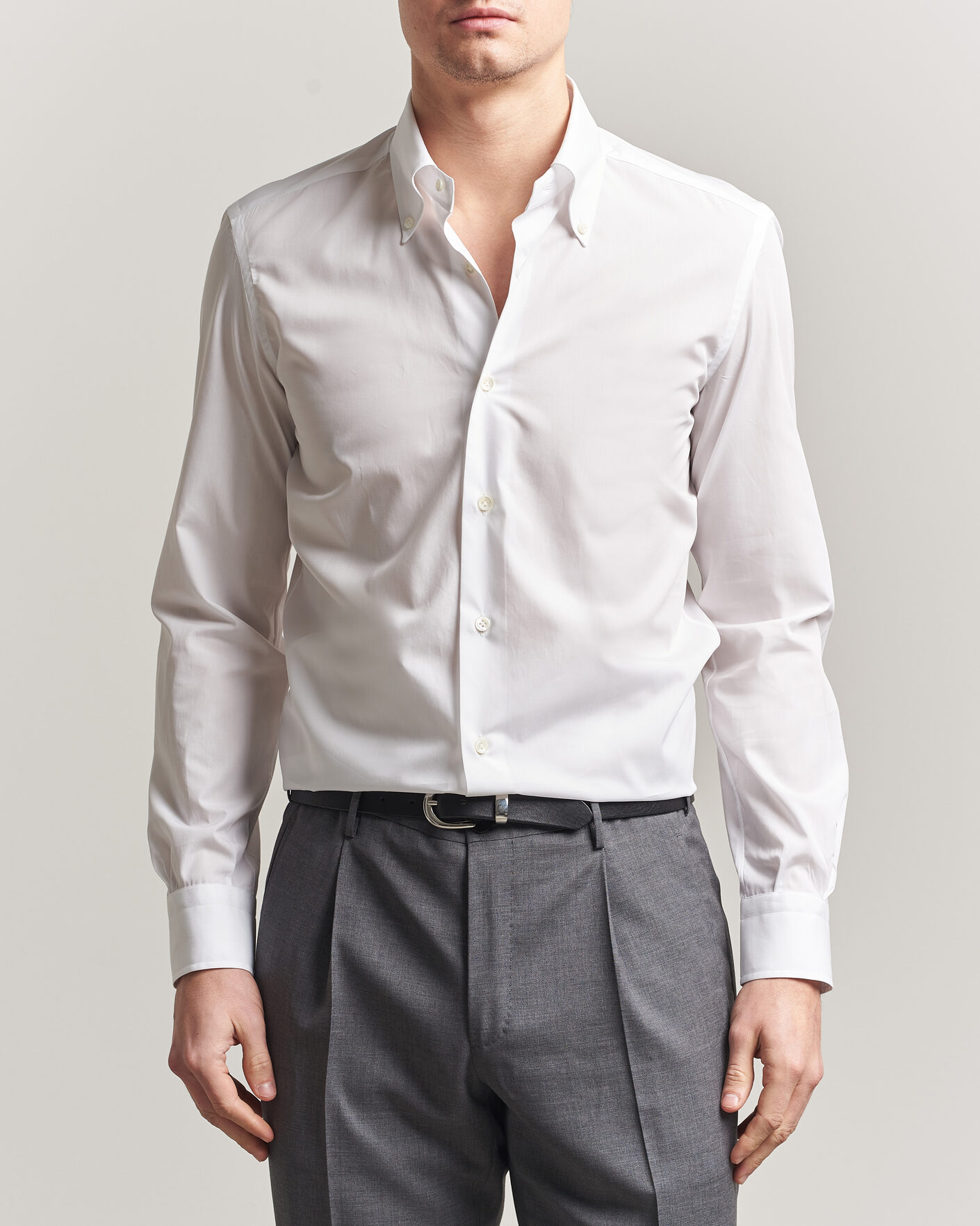 Mies | Kauluspaidat | Mazzarelli | Soft Cotton Button Down Shirt White