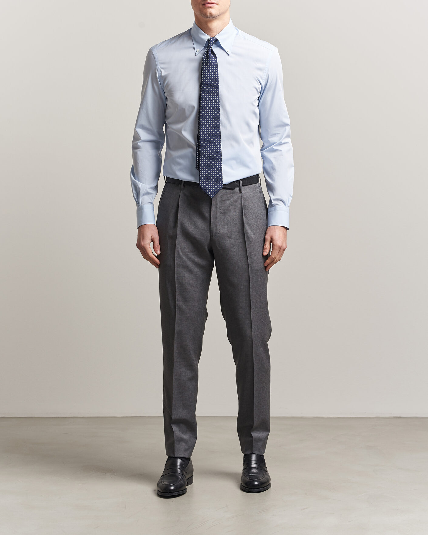 Mies | Kauluspaidat | Mazzarelli | Soft Cotton Button Down Shirt Light Blue