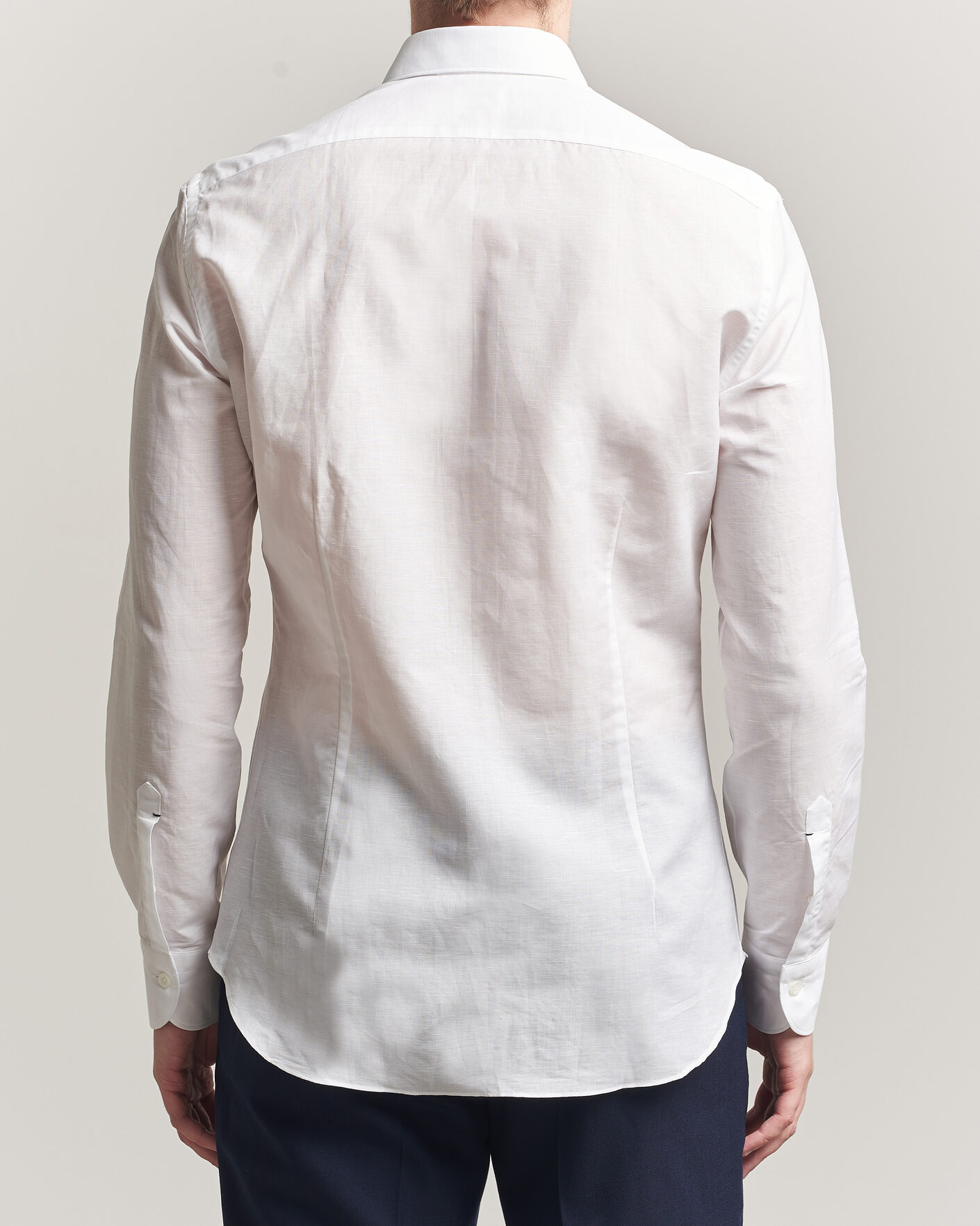 Mies | Kauluspaidat | Mazzarelli | Soft Cotton/Linen Shirt White