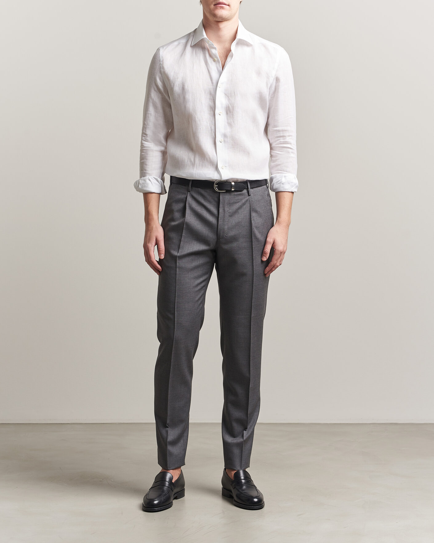 Mies | Kauluspaidat | Mazzarelli | Soft Linen Shirt White