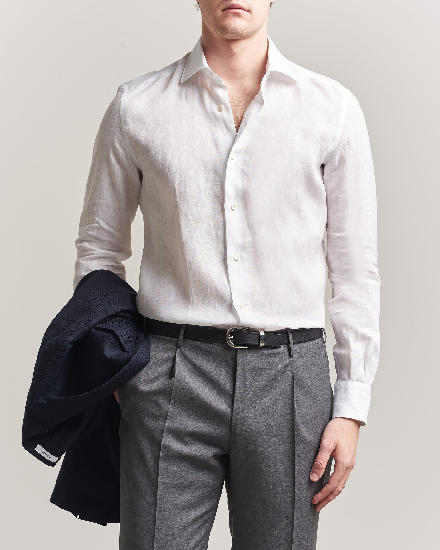 Mies | Kauluspaidat | Mazzarelli | Soft Linen Shirt White