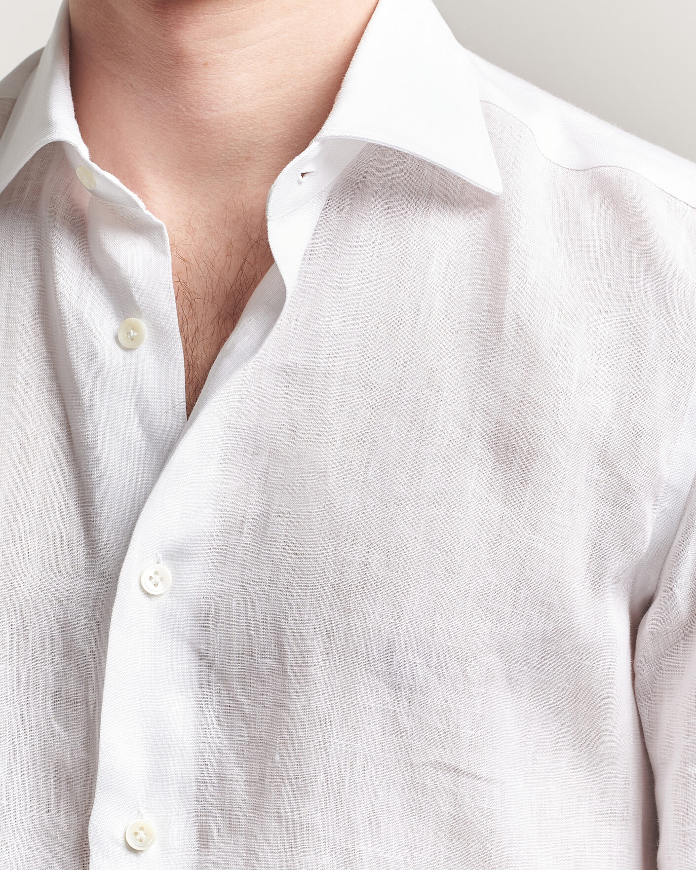 Mies | Kauluspaidat | Mazzarelli | Soft Linen Shirt White