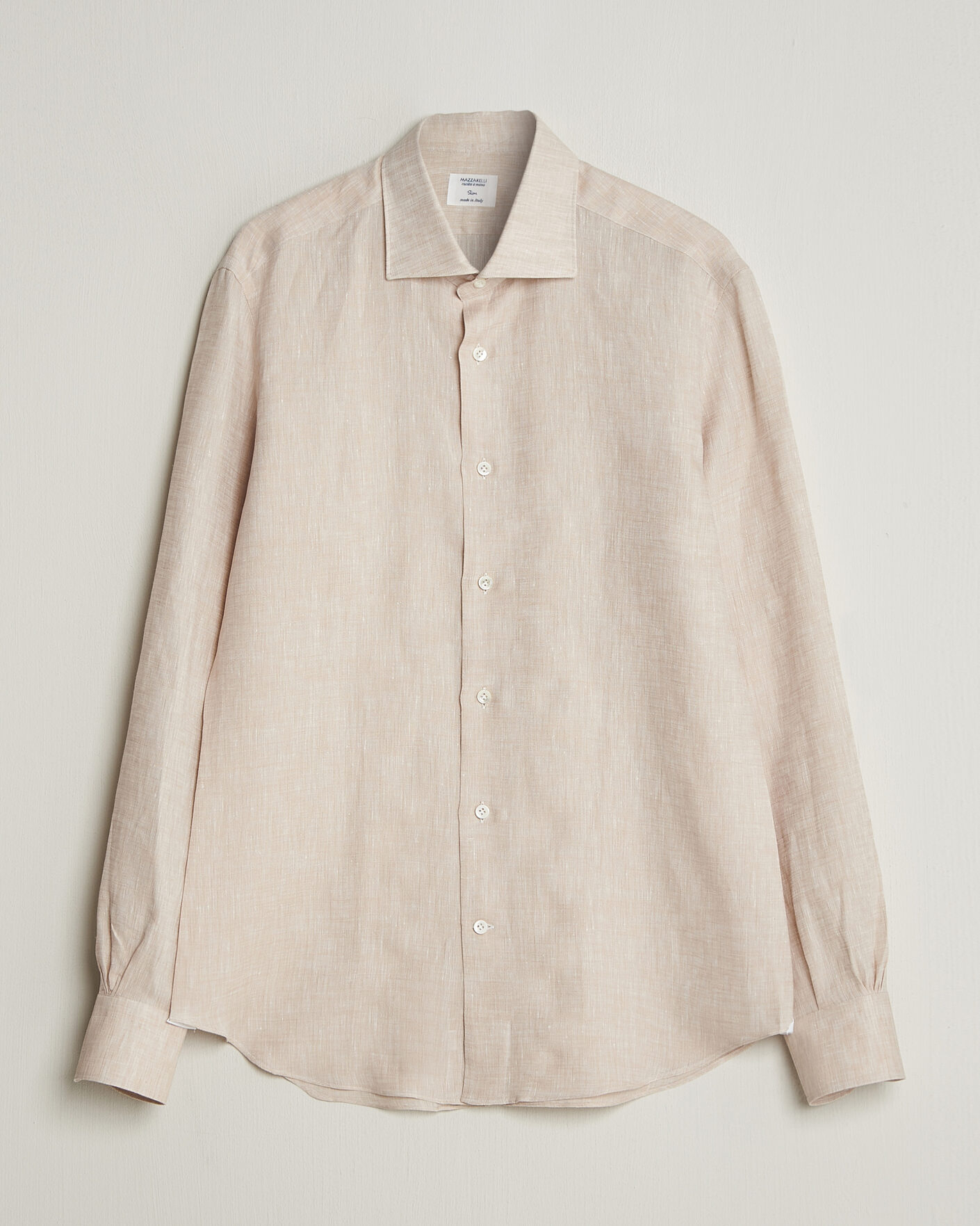 Mies | Kauluspaidat | Mazzarelli | Soft Linen Shirt Beige