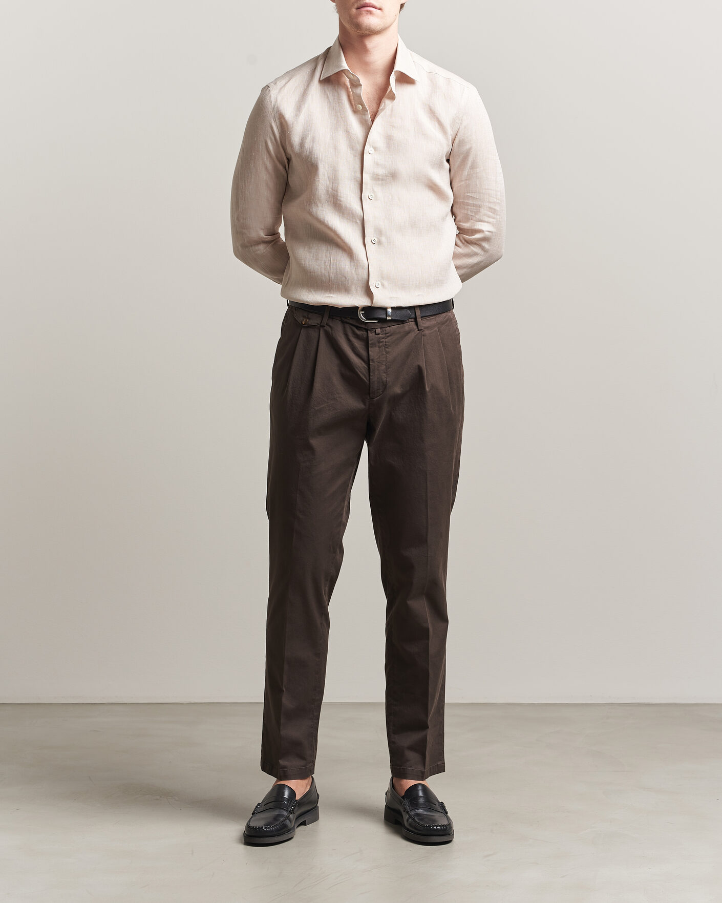 Mies | Kauluspaidat | Mazzarelli | Soft Linen Shirt Beige