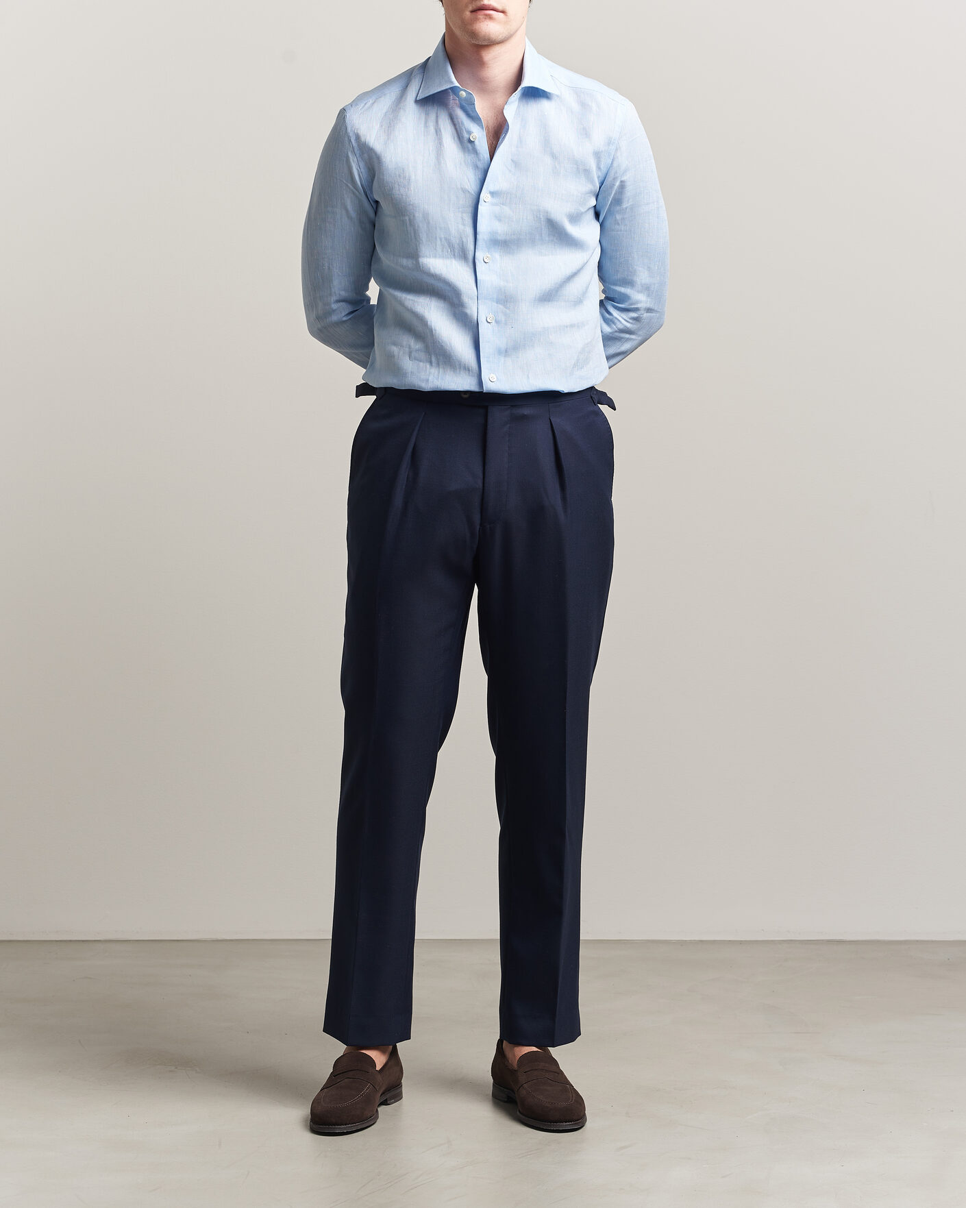Mies | Kauluspaidat | Mazzarelli | Soft Linen Shirt Light Blue