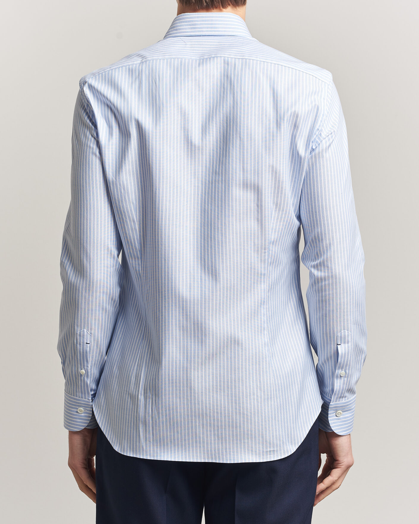 Mies | Kauluspaidat | Mazzarelli | Soft Oxford Button Down Shirt Light Blue Stripe