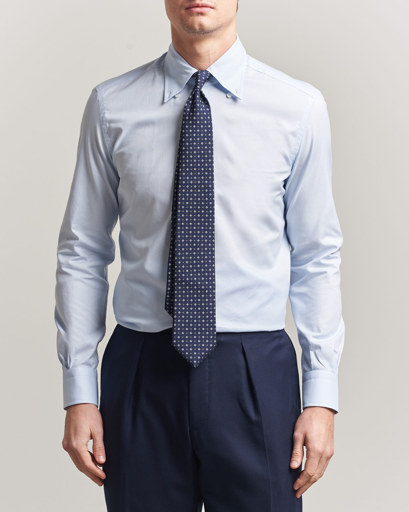 Mies | Kauluspaidat | Mazzarelli | Soft Oxford Button Down Shirt Light Blue