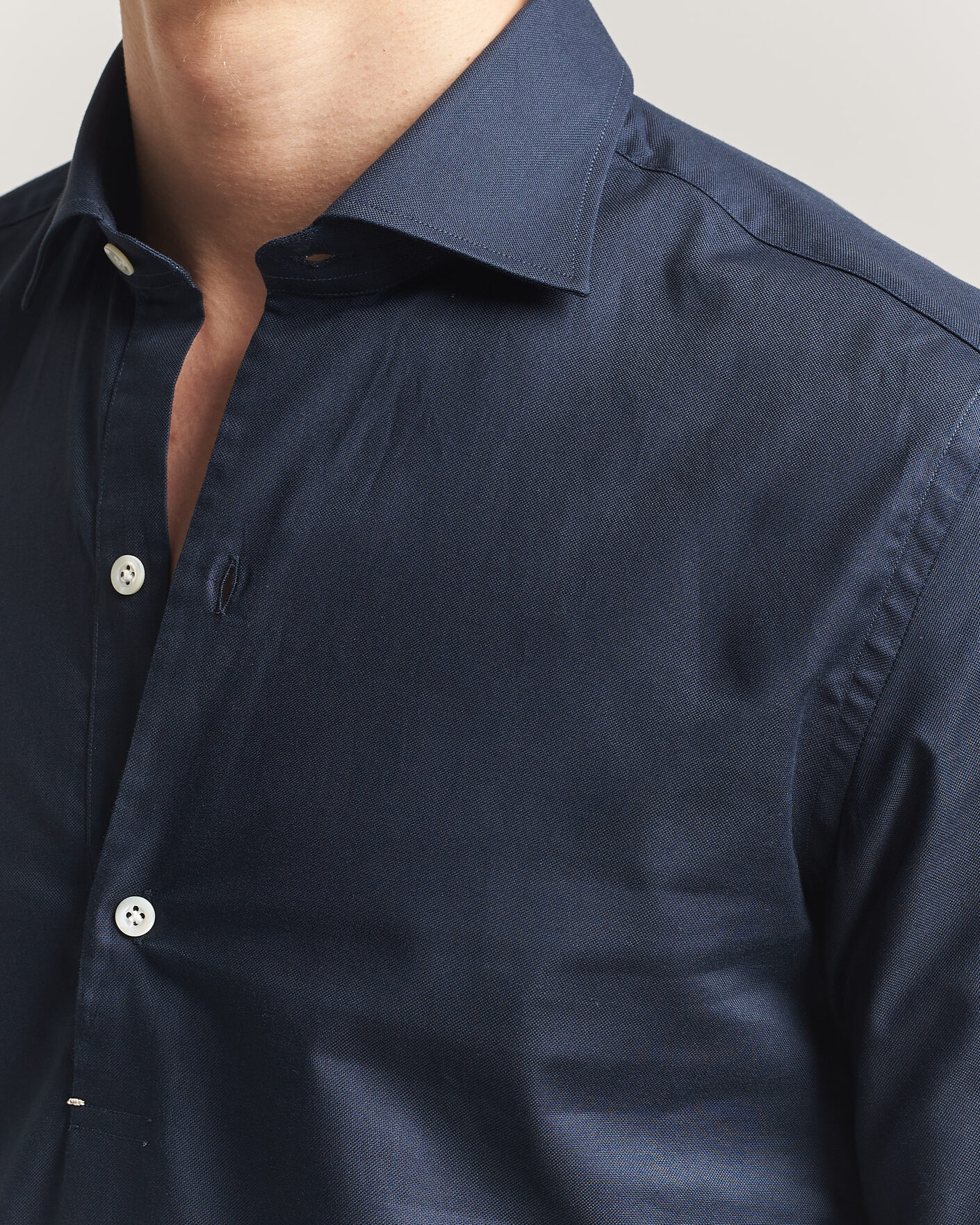 Mies | Kauluspaidat | Mazzarelli | Soft Oxford Popover Shirt Navy