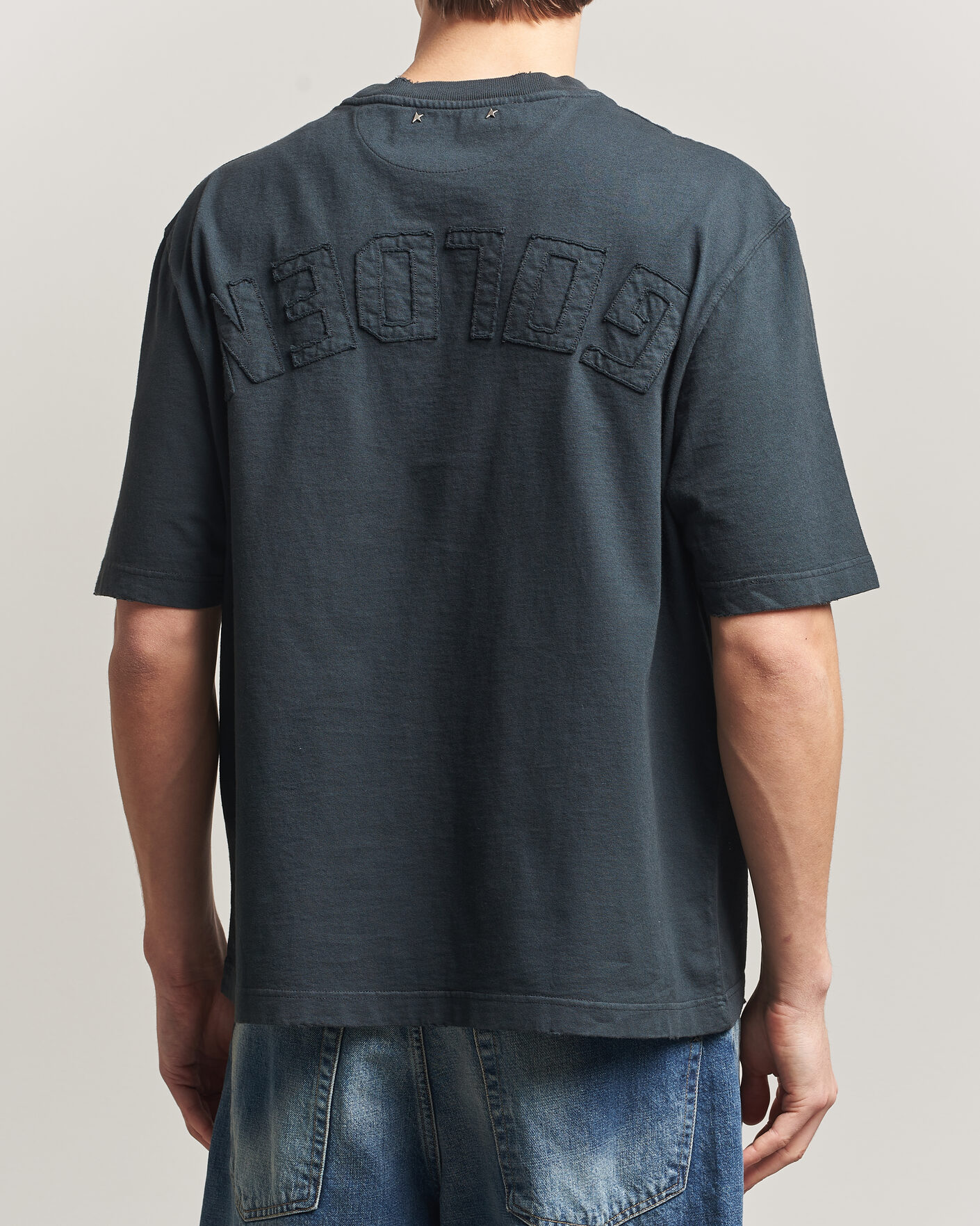 Mies | T-paidat | Golden Goose | Relaxed Fit Cotton T-Shirt Washed Black