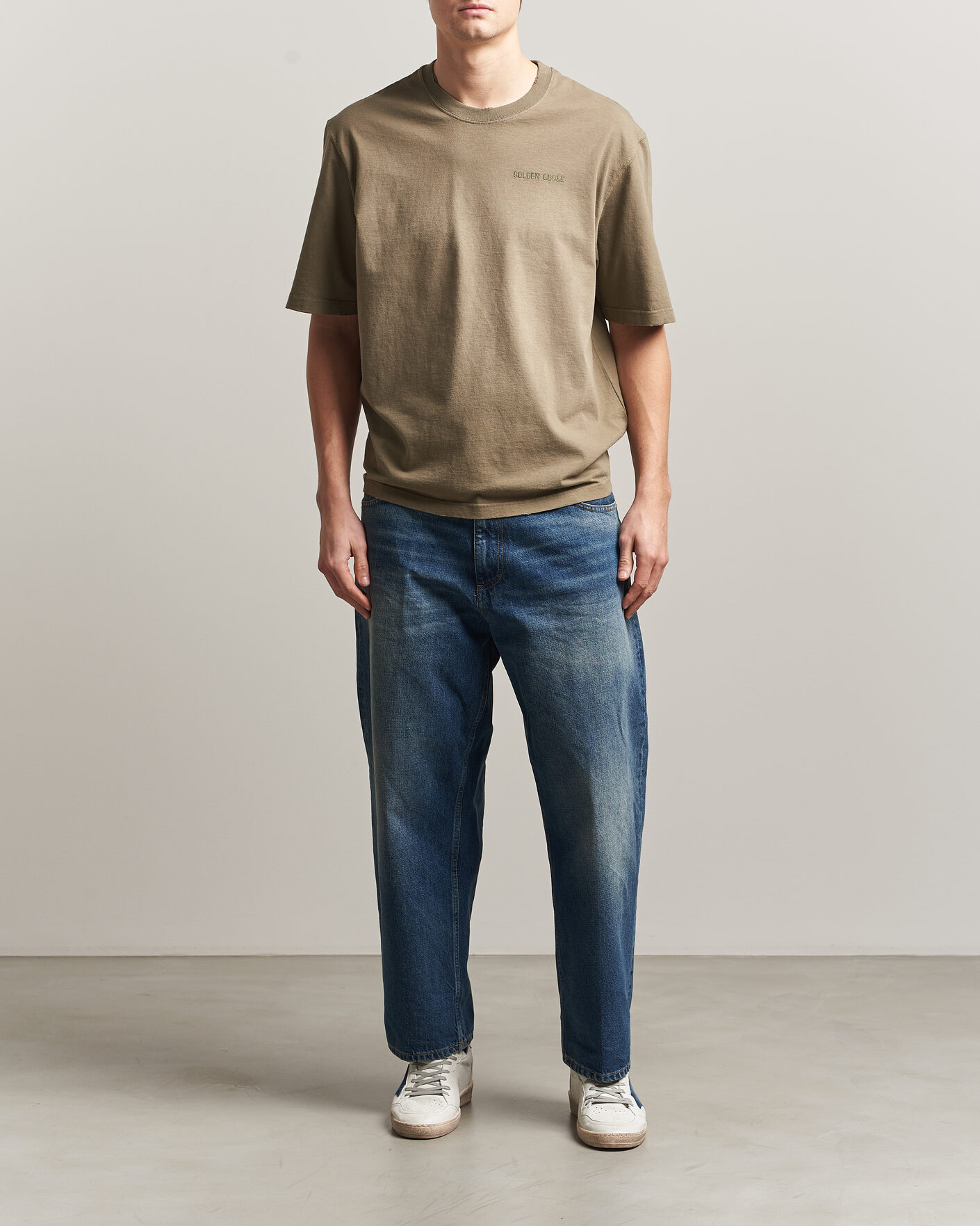Mies | T-paidat | Golden Goose | Journey Dyed Cotton T-Shirt Washed Beige
