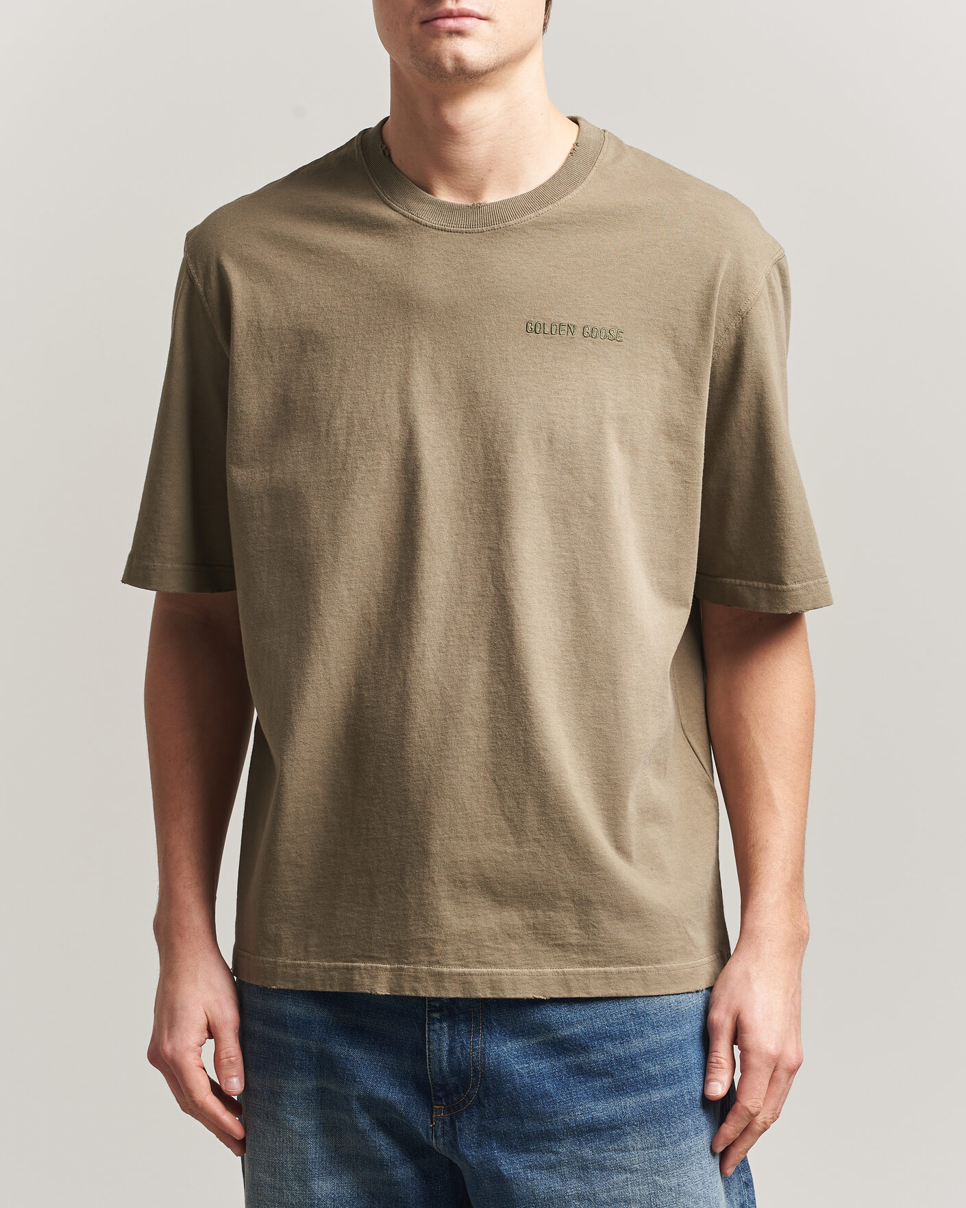Mies | T-paidat | Golden Goose | Journey Dyed Cotton T-Shirt Washed Beige