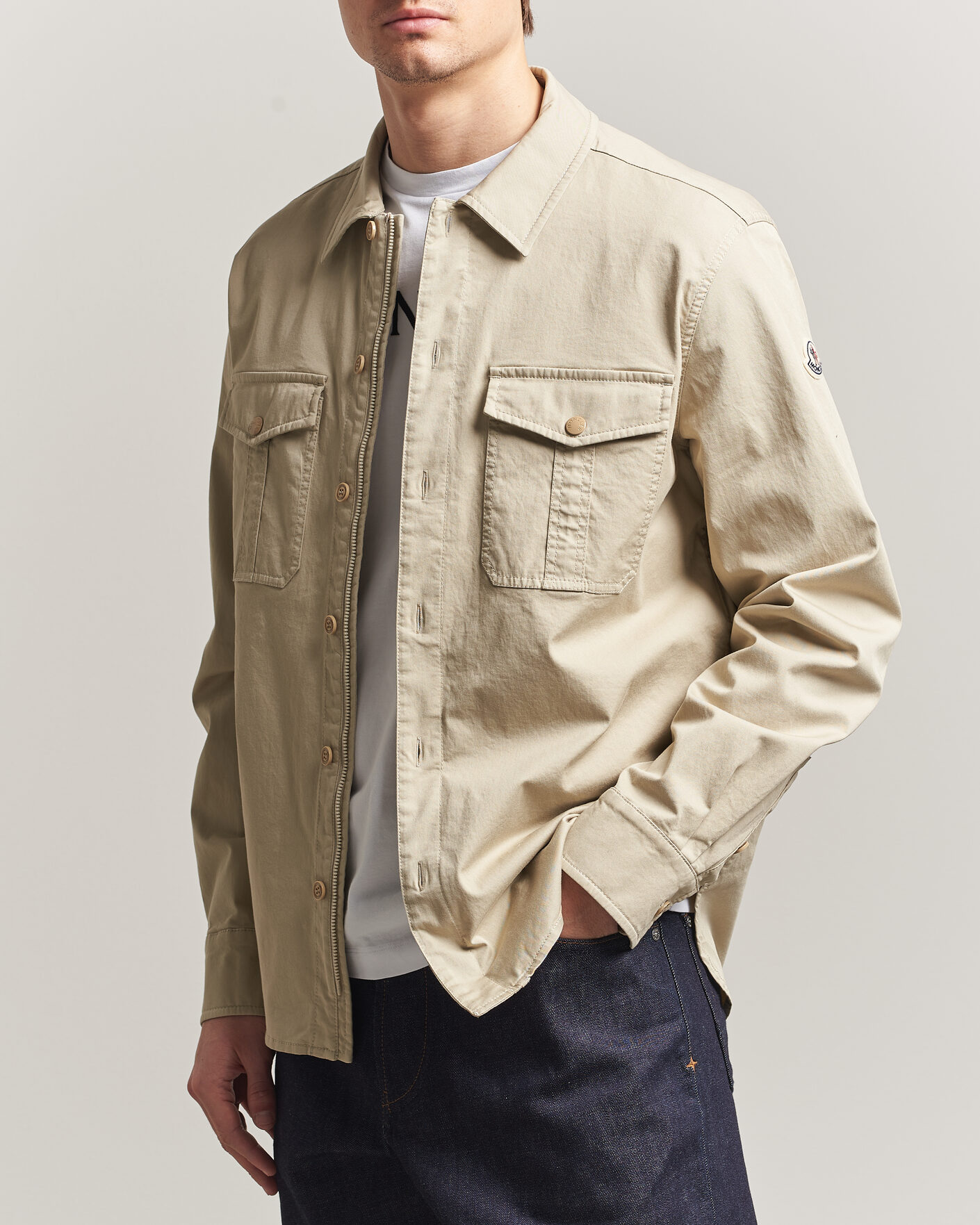 Mies | Kauluspaidat | Moncler | Double Pocket Overshirt Beige