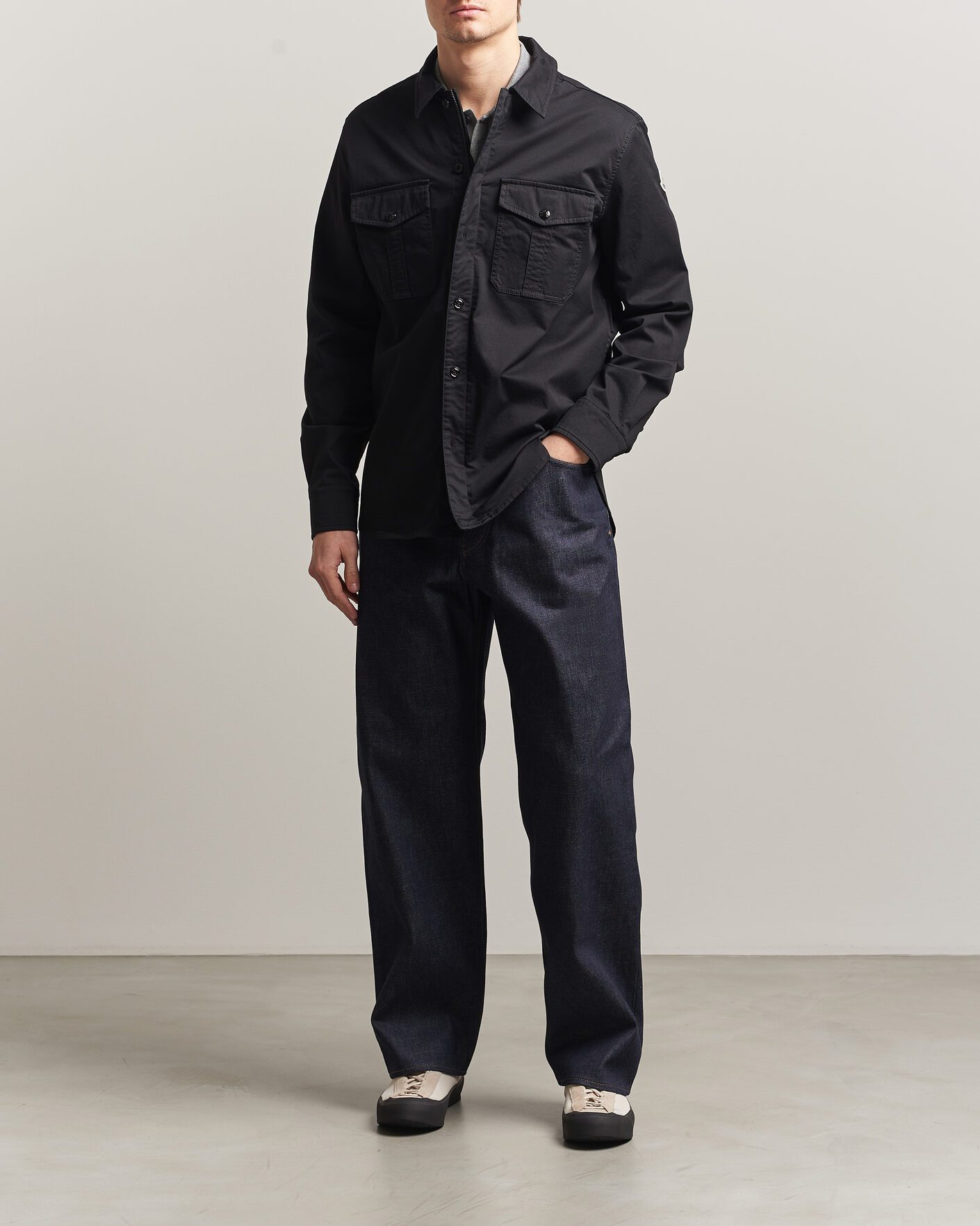 Mies | Kauluspaidat | Moncler | Double Pocket Overshirt Black