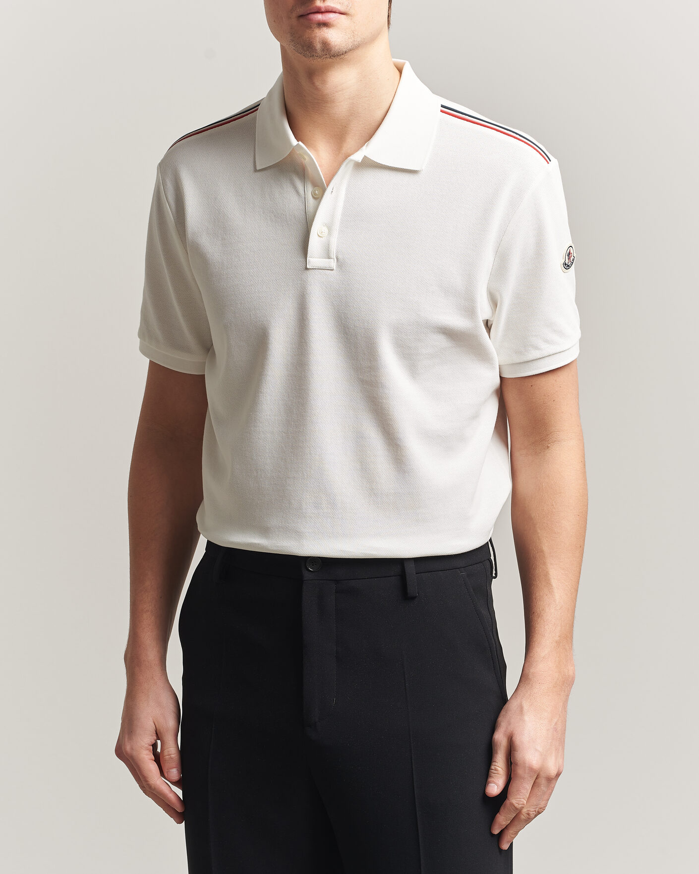 Mies | Pikeet | Moncler | Tricolore Shoulder Polo White