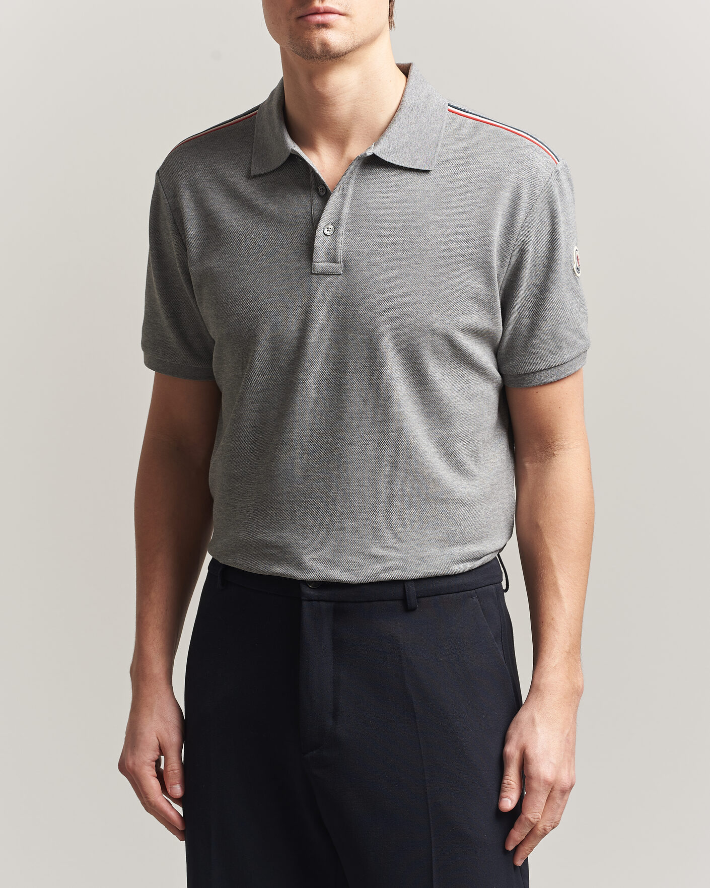 Mies | Pikeet | Moncler | Tricolore Shoulder Polo Light Grey