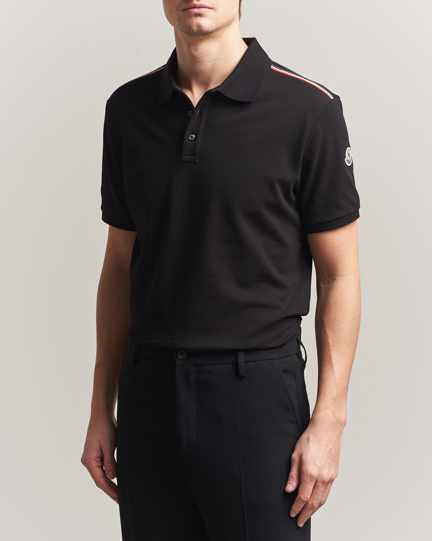 Mies | Pikeet | Moncler | Tricolore Shoulder Polo Black