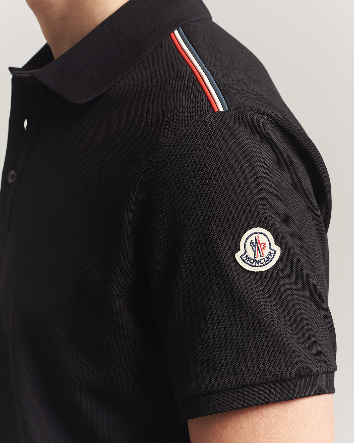 Mies | Pikeet | Moncler | Tricolore Shoulder Polo Black